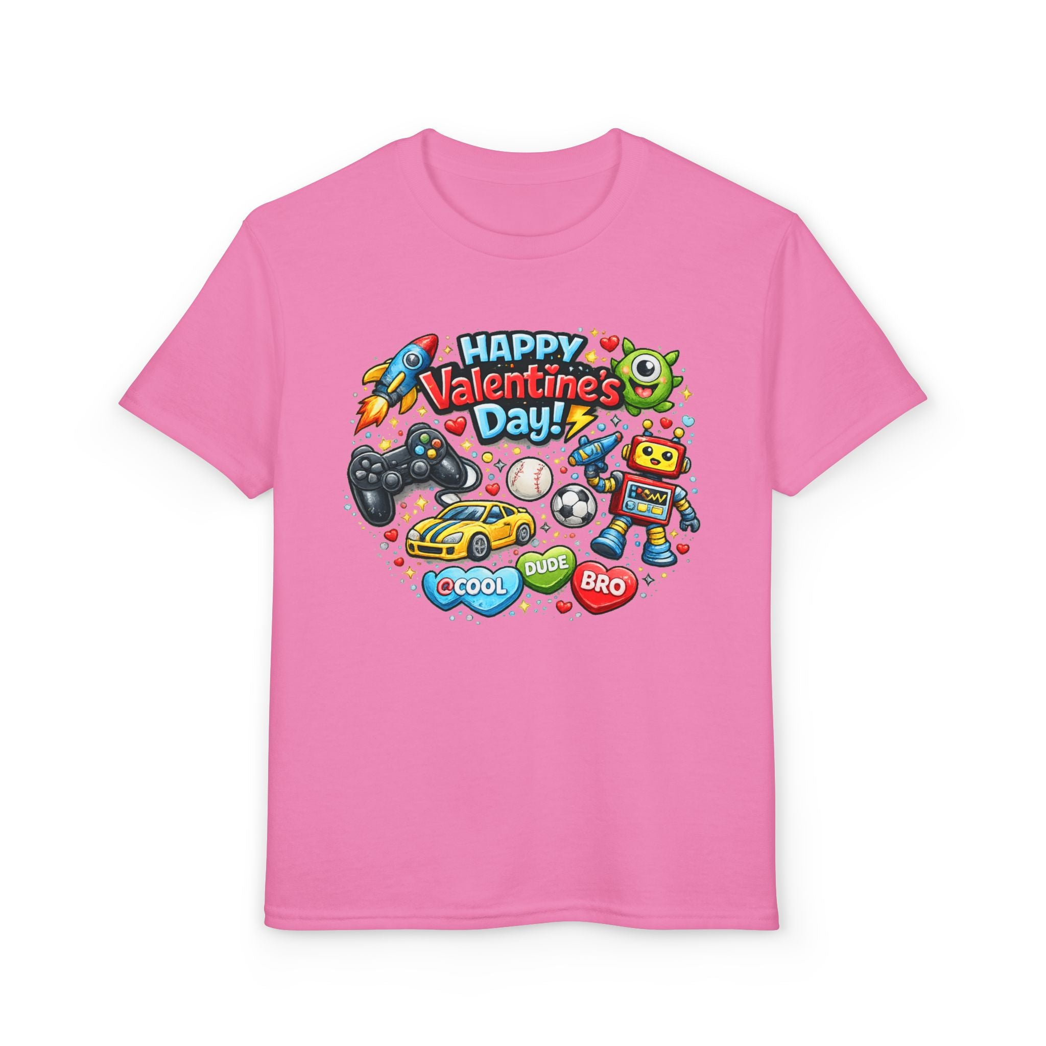 Happy Valentine's Day Cool Dude Bro Youth T-Shirt – Boys Gamer Robot Tee