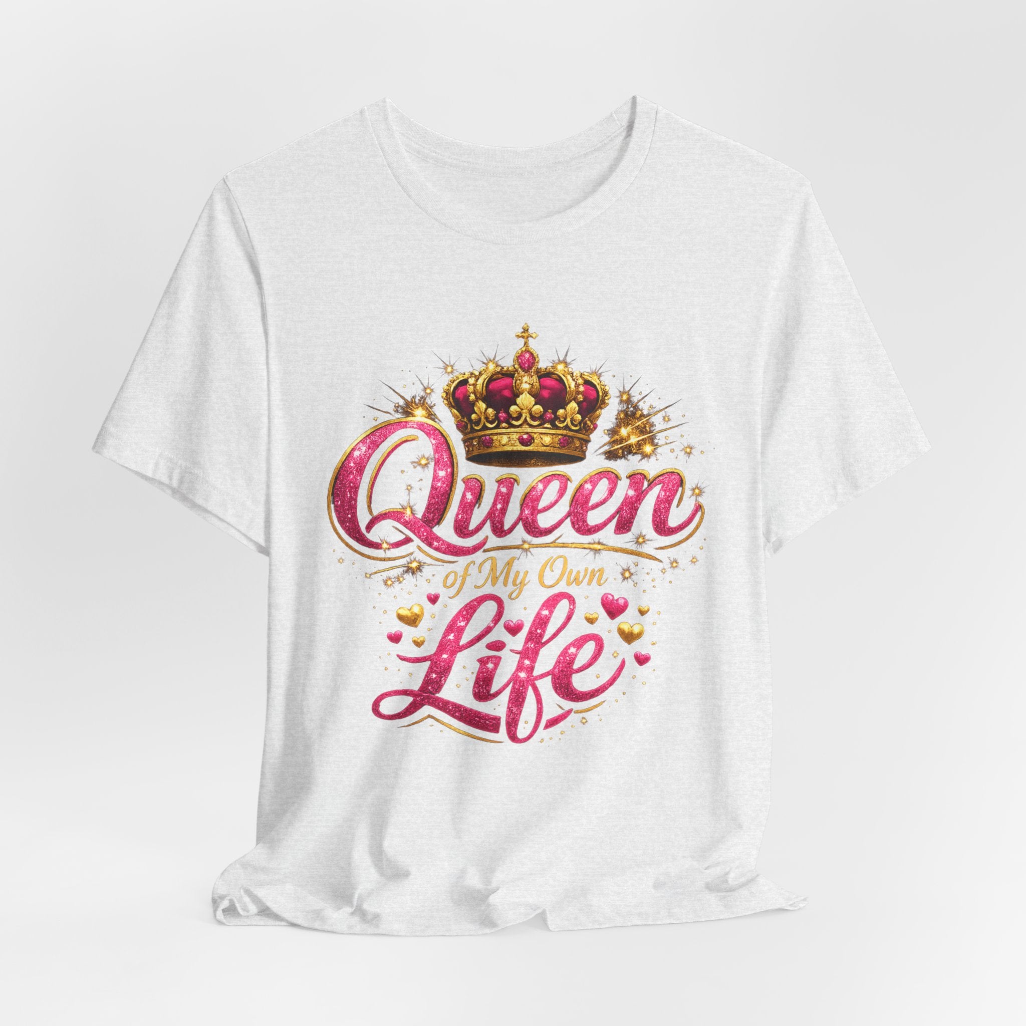 Queen of My Own Life T-Shirt | Crown Glitter Graphic Tee for Women