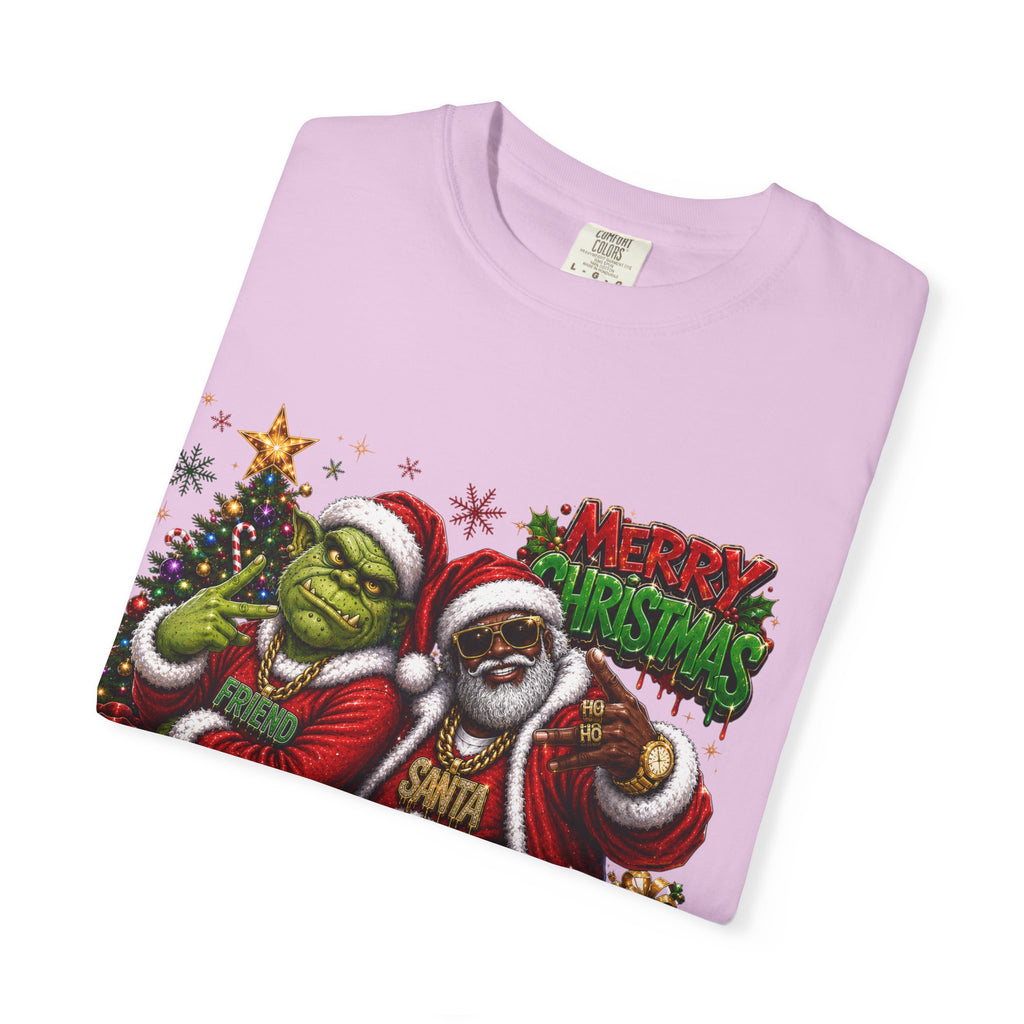 Santa and Friend Merry Christmas Shirt – Hip Hop Holiday Tee | Funny Christmas Gift