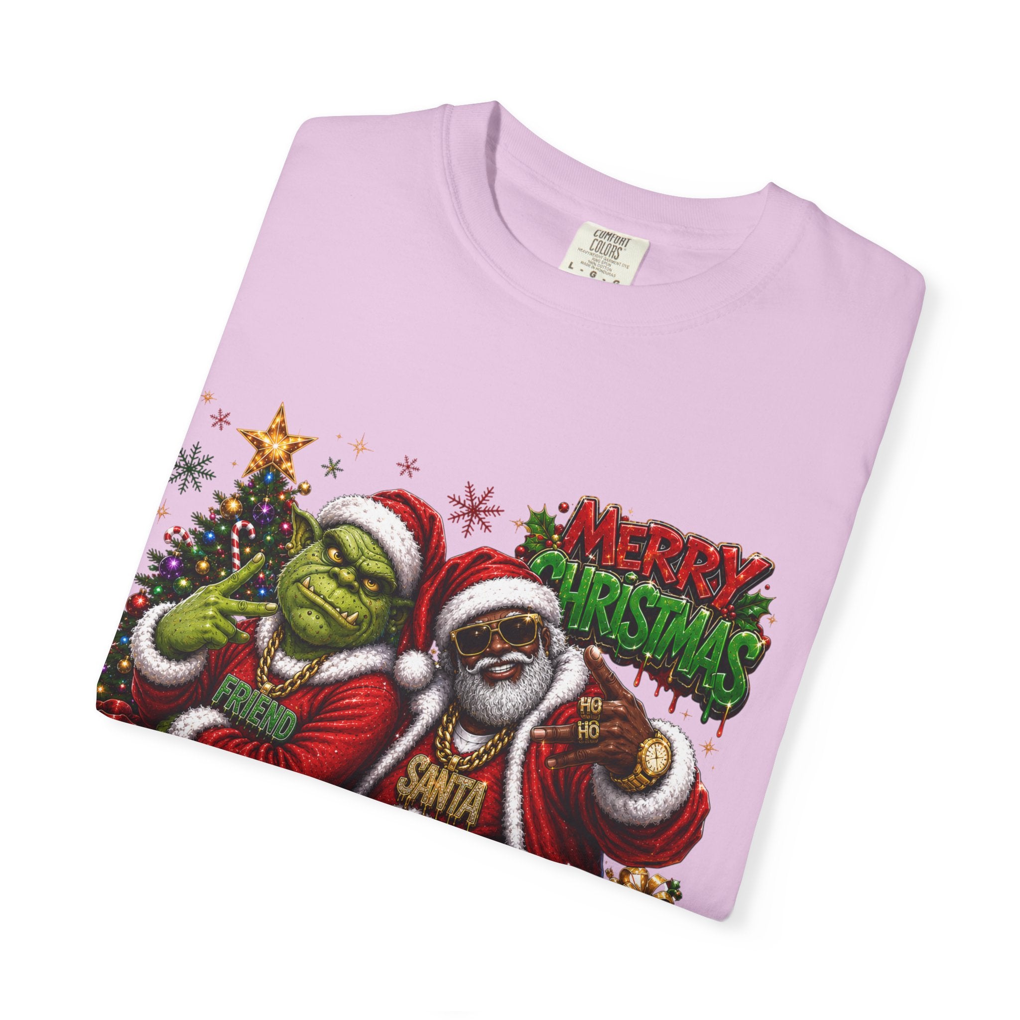 Santa and Friend Merry Christmas Shirt – Hip Hop Holiday Tee | Funny Christmas Gift