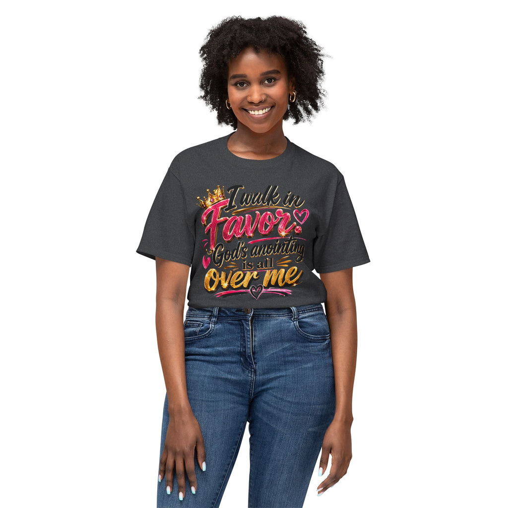 "I Walk in Favor" God's Anointing Is All Over Me Graphic Tee – Faith & Empowerment Shirt