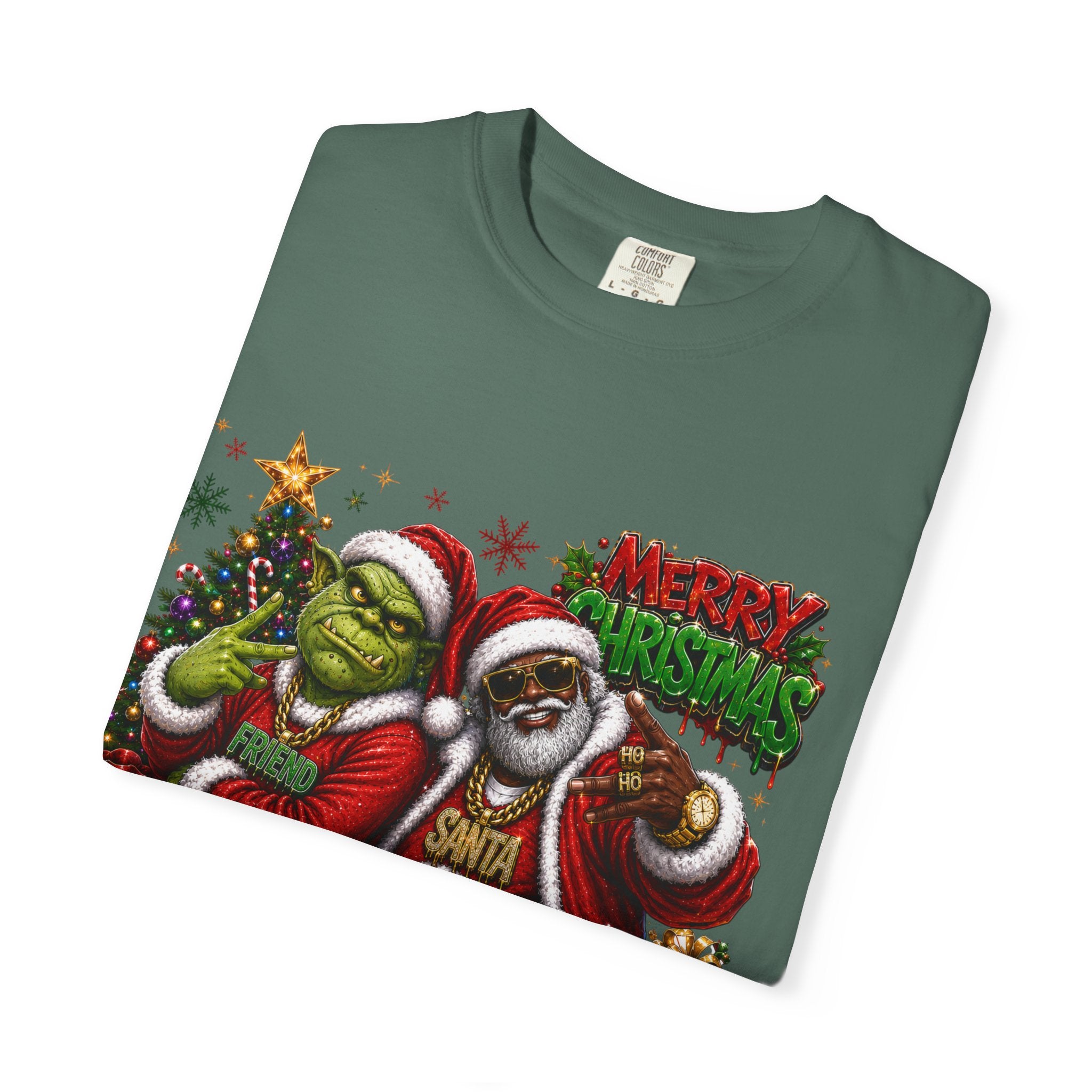 Santa and Friend Merry Christmas Shirt – Hip Hop Holiday Tee | Funny Christmas Gift
