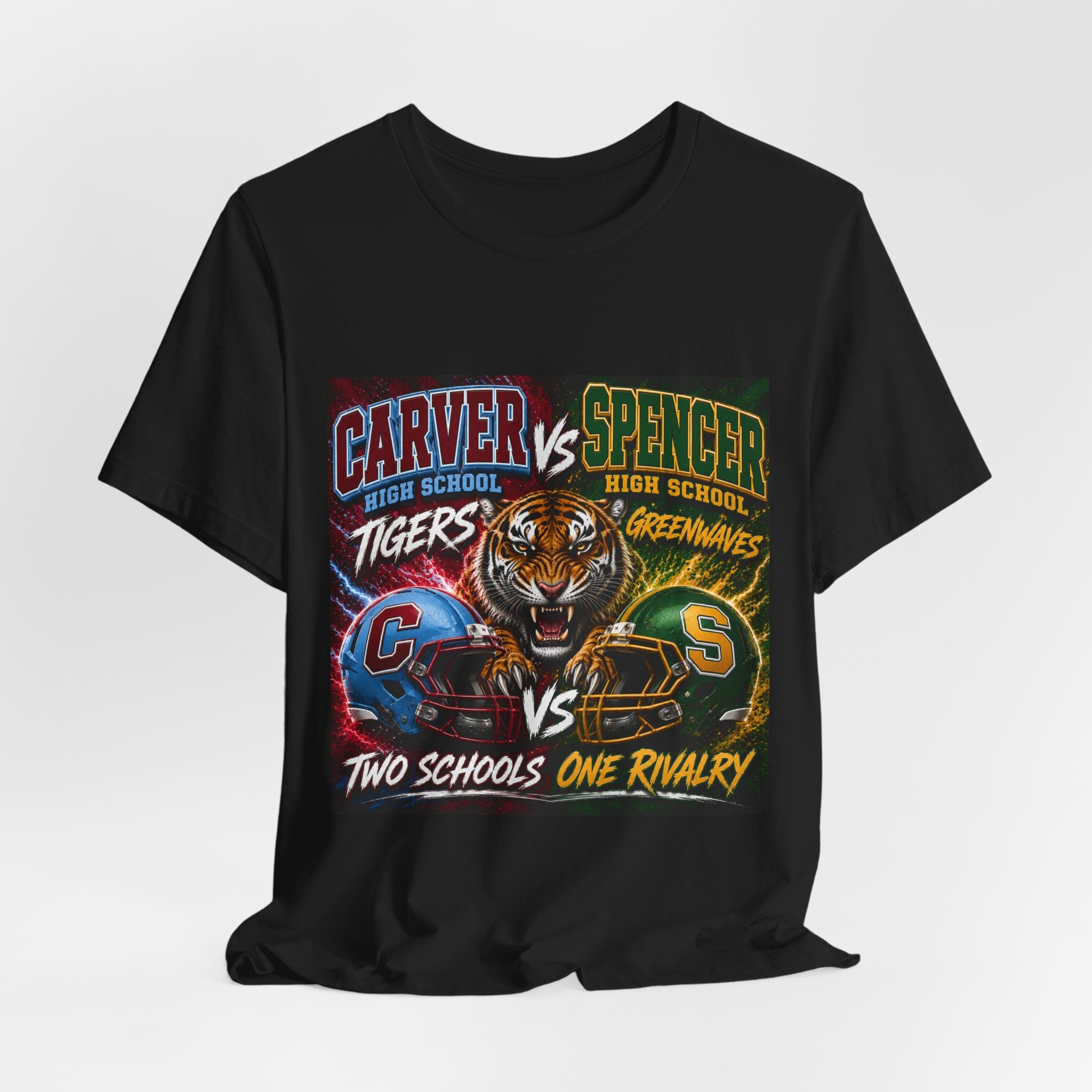 Carver vs Spencer High School Rivalry T-Shirt | Tigers vs Greenwaves Two Schools One Rivalry Tee