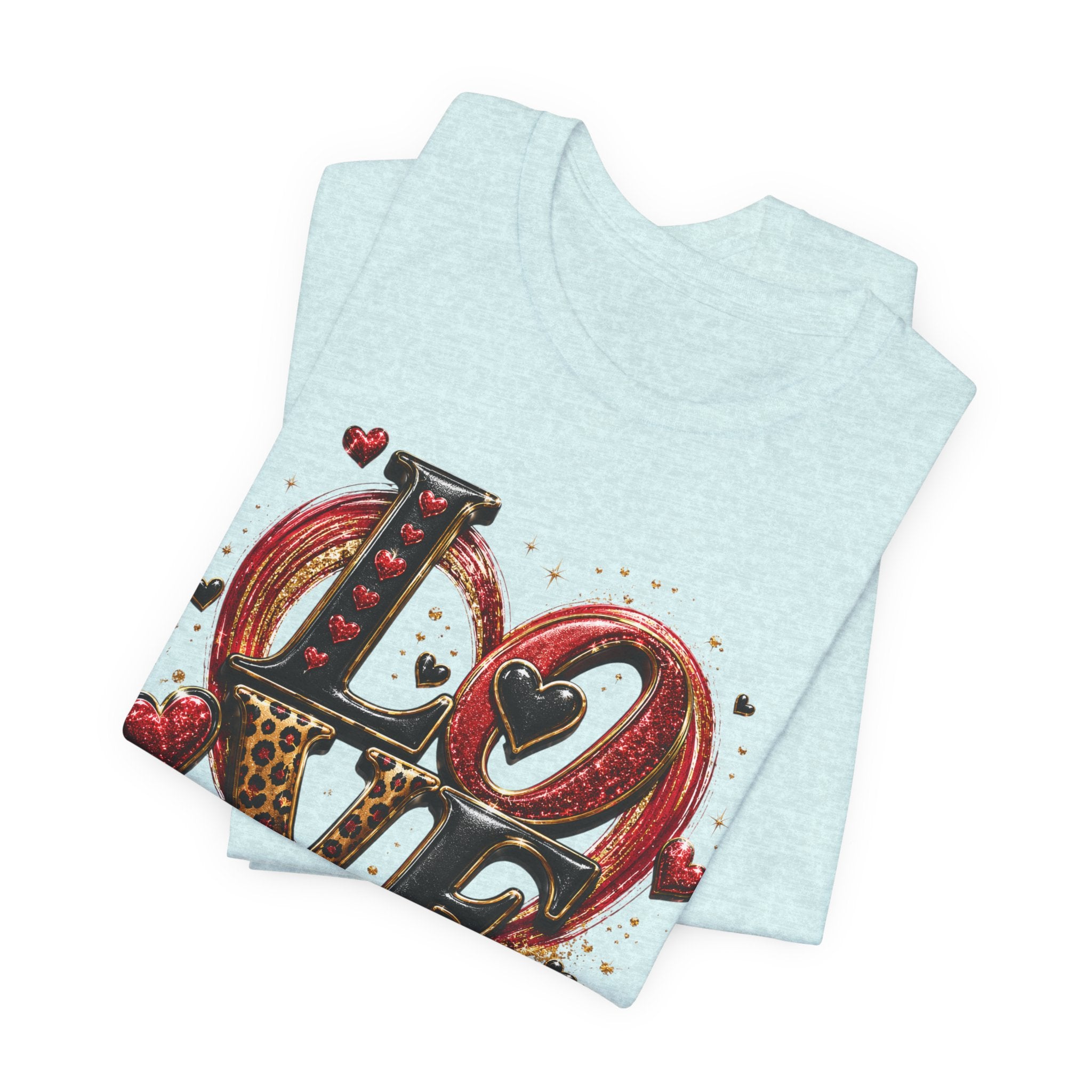 LOVE – Leopard Print & Glitter Valentine's Day T-Shirt