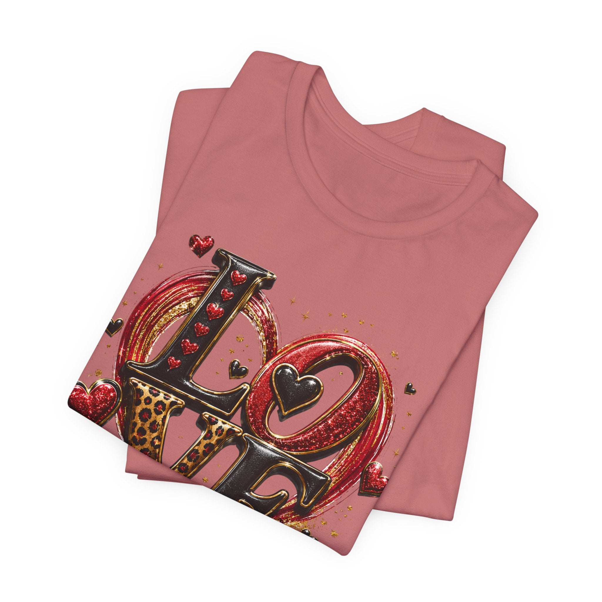 LOVE – Leopard Print & Glitter Valentine's Day T-Shirt