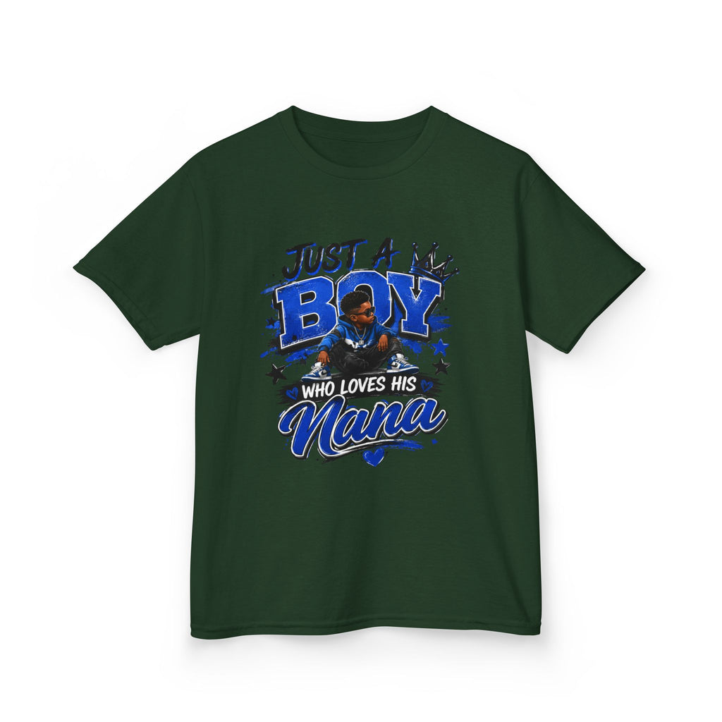 Just a Boy Who Loves His Nana T-Shirt | Hip Hop Kids Graphic Tee | Nana Gift Shirt for Boys