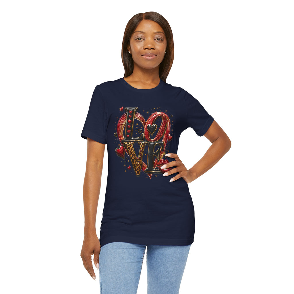 LOVE – Leopard Print & Glitter Valentine's Day T-Shirt