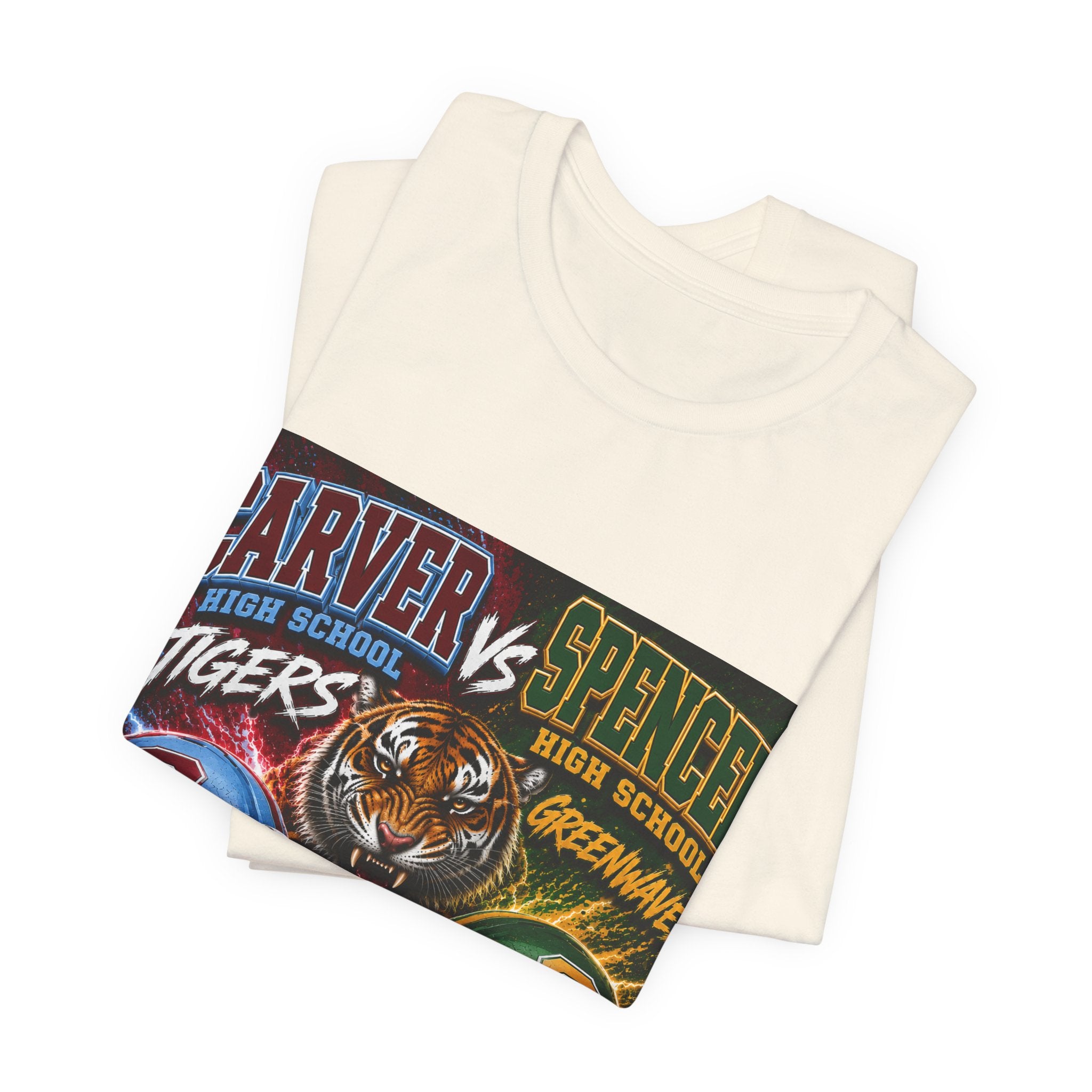Carver vs Spencer High School Rivalry T-Shirt | Tigers vs Greenwaves Two Schools One Rivalry Tee