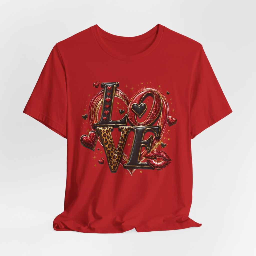 LOVE – Leopard Print & Glitter Valentine's Day T-Shirt