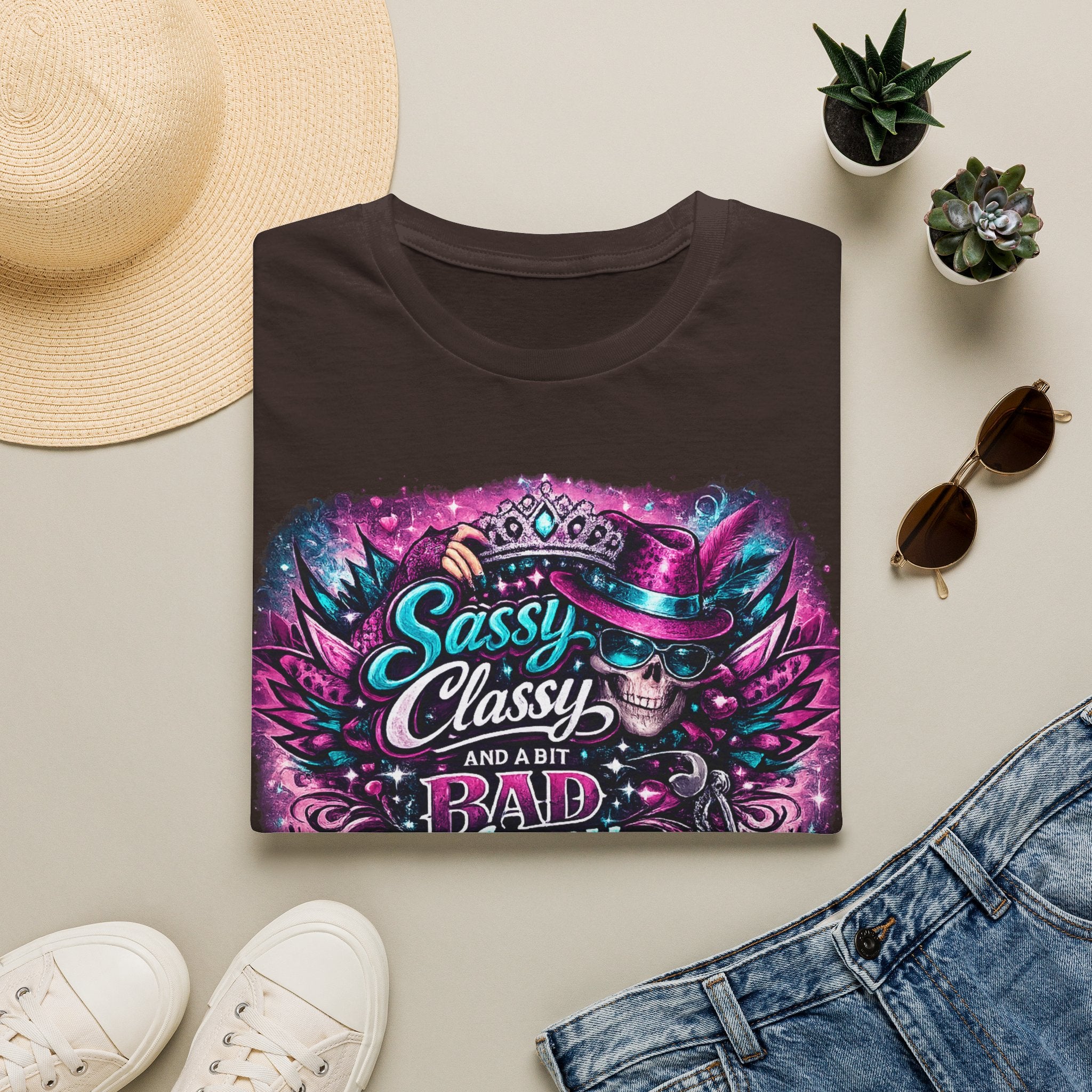 Sassy Classy And A Bit Bad Assey T-Shirt | Skeleton Queen Women's Graphic Tee