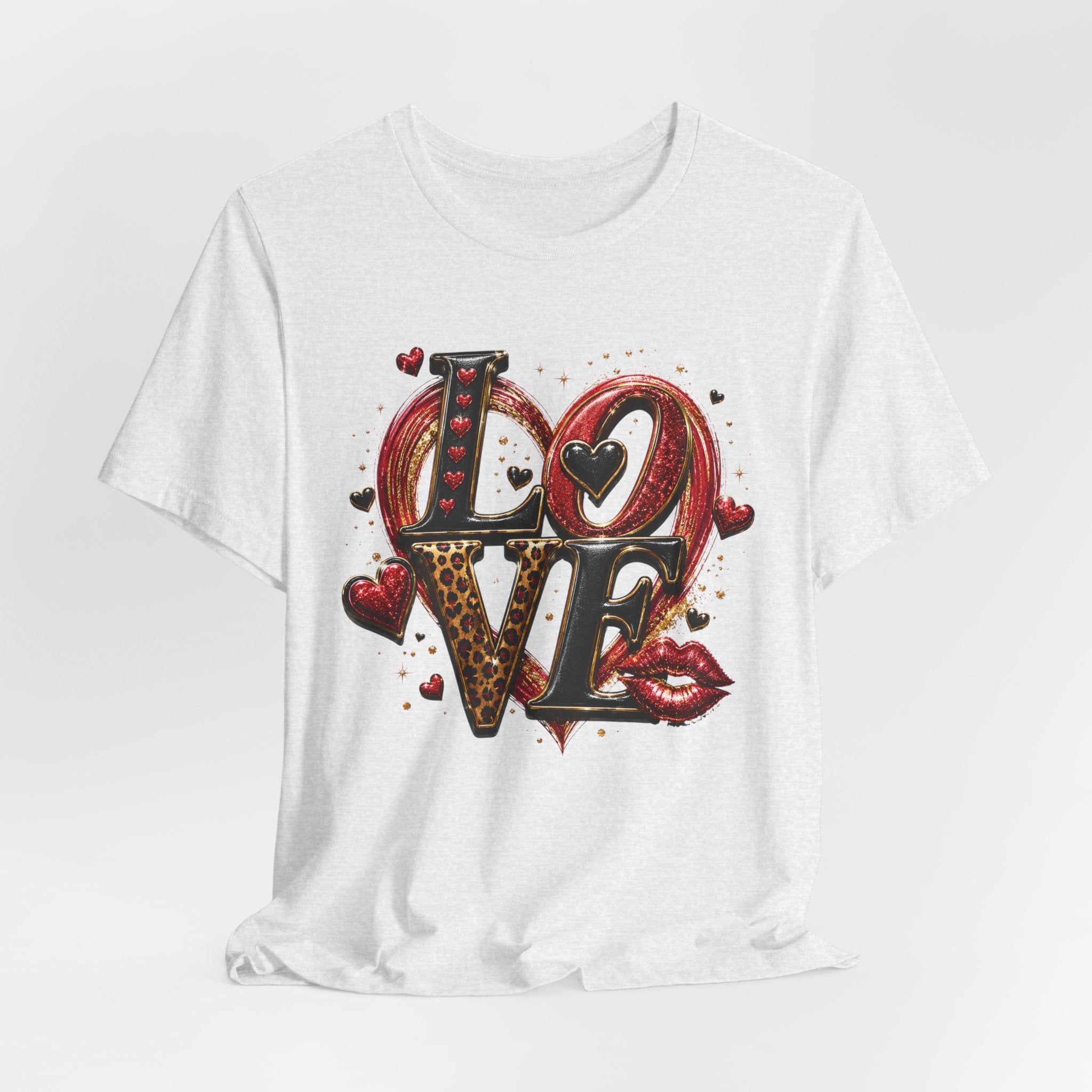 LOVE – Leopard Print & Glitter Valentine's Day T-Shirt