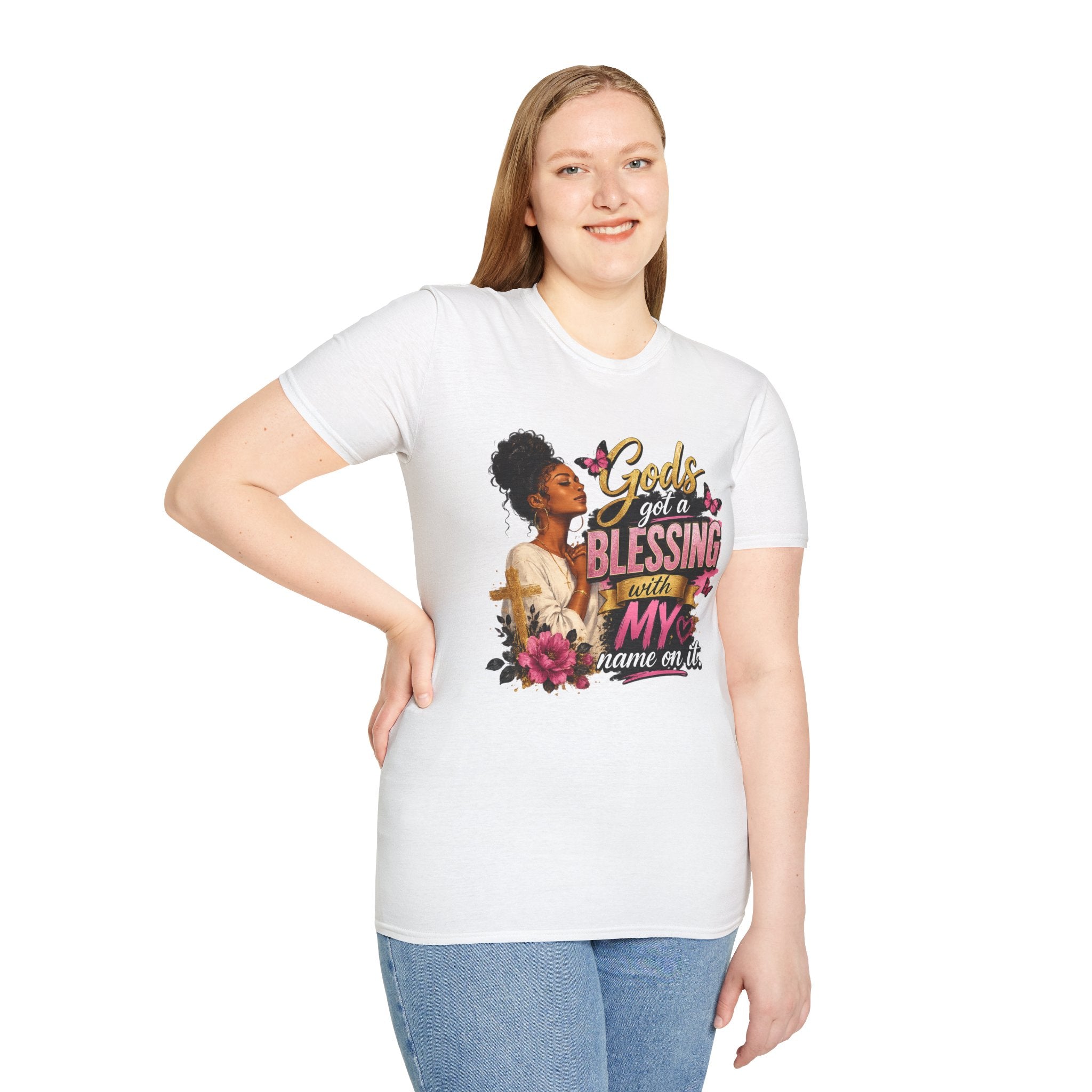 God's Got a Blessing With My Name On It T-Shirt | Faith Tee | Black Woman Prayer Graphic Tee