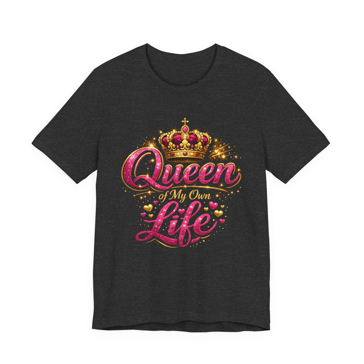 Queen of My Own Life T-Shirt | Crown Glitter Graphic Tee for Women