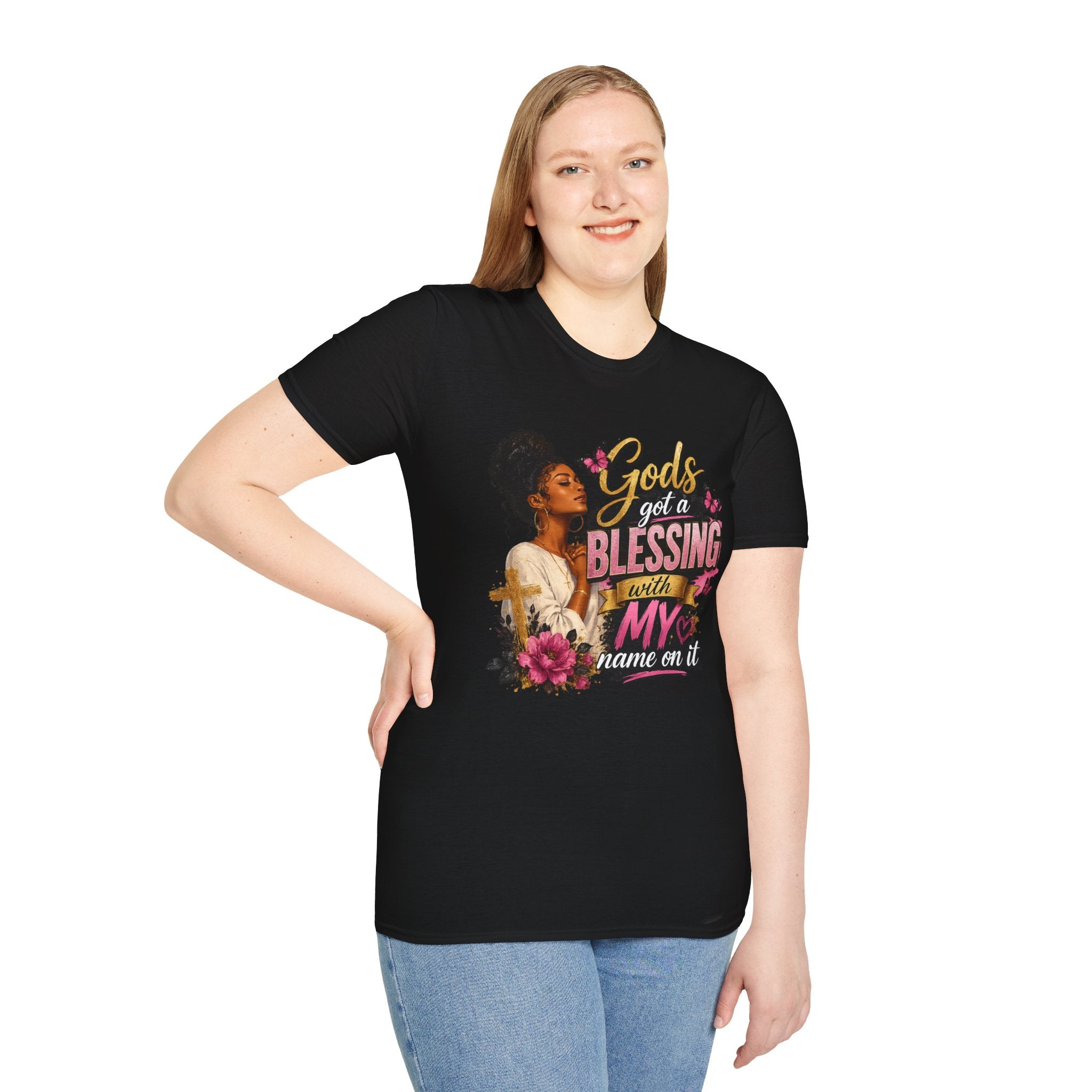 God's Got a Blessing With My Name On It T-Shirt | Faith Tee | Black Woman Prayer Graphic Tee
