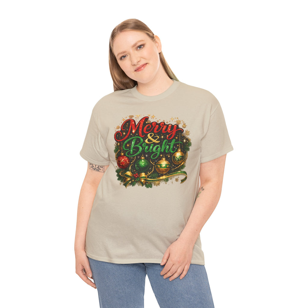 Merry and Bright Christmas Shirt – Glitter Holiday Tee | Classic Christmas Gift