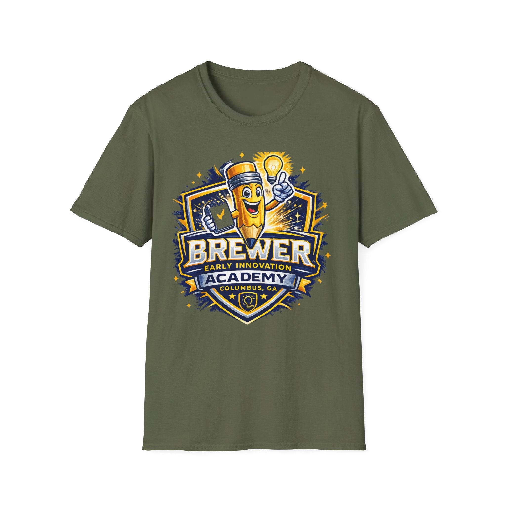 Brewer Early Innovation Academy T-Shirt | Columbus GA School Spirit Tee | BEIA Pencil Mascot Graphic Tee