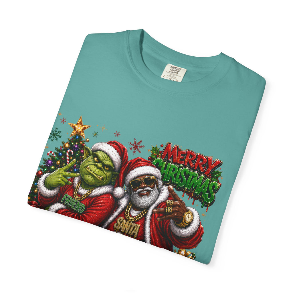 Santa and Friend Merry Christmas Shirt – Hip Hop Holiday Tee | Funny Christmas Gift