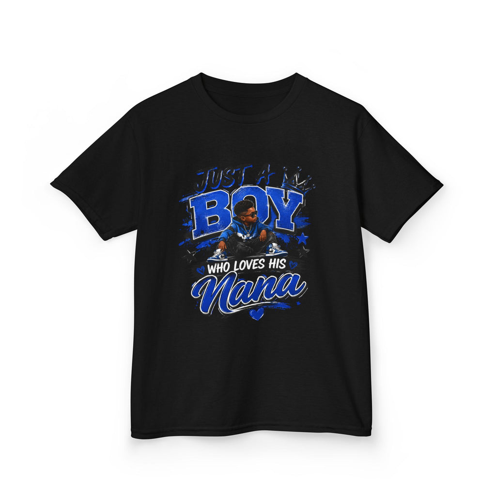 Just a Boy Who Loves His Nana T-Shirt | Hip Hop Kids Graphic Tee | Nana Gift Shirt for Boys