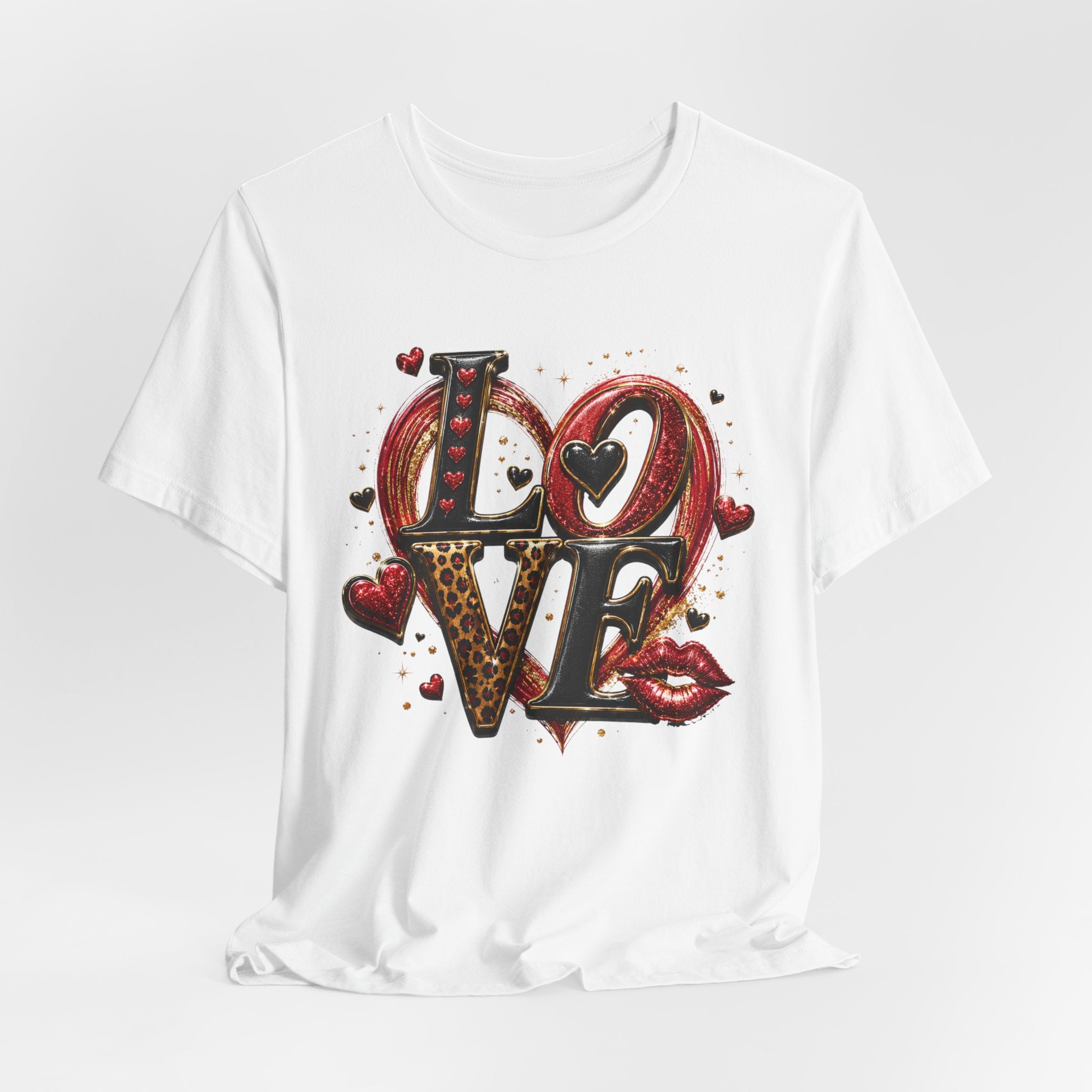 LOVE – Leopard Print & Glitter Valentine's Day T-Shirt