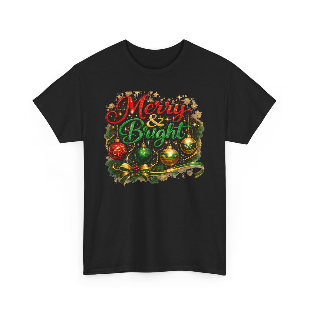 Merry and Bright Christmas Shirt – Glitter Holiday Tee | Classic Christmas Gift