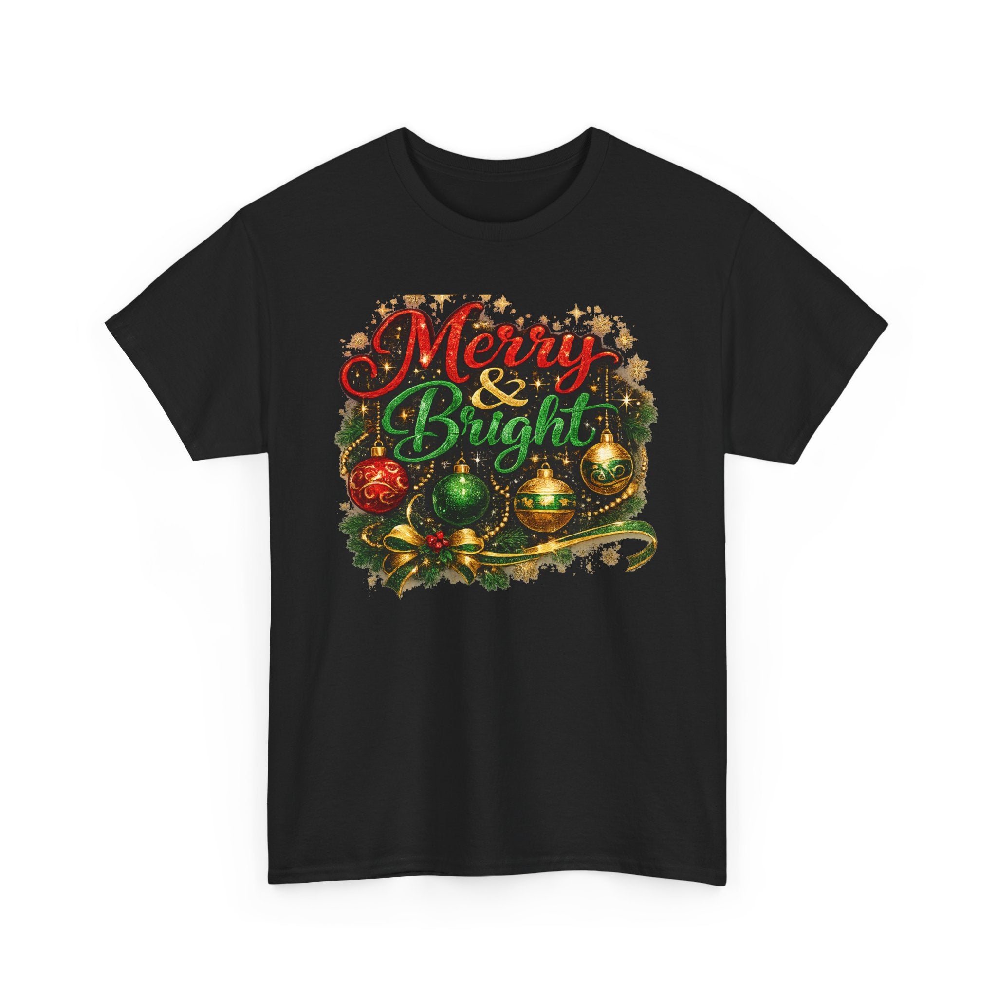 Merry and Bright Christmas Shirt – Glitter Holiday Tee | Classic Christmas Gift