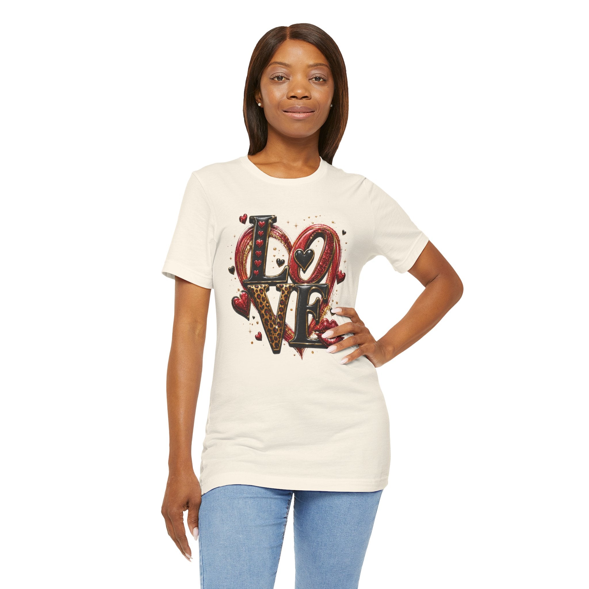 LOVE – Leopard Print & Glitter Valentine's Day T-Shirt