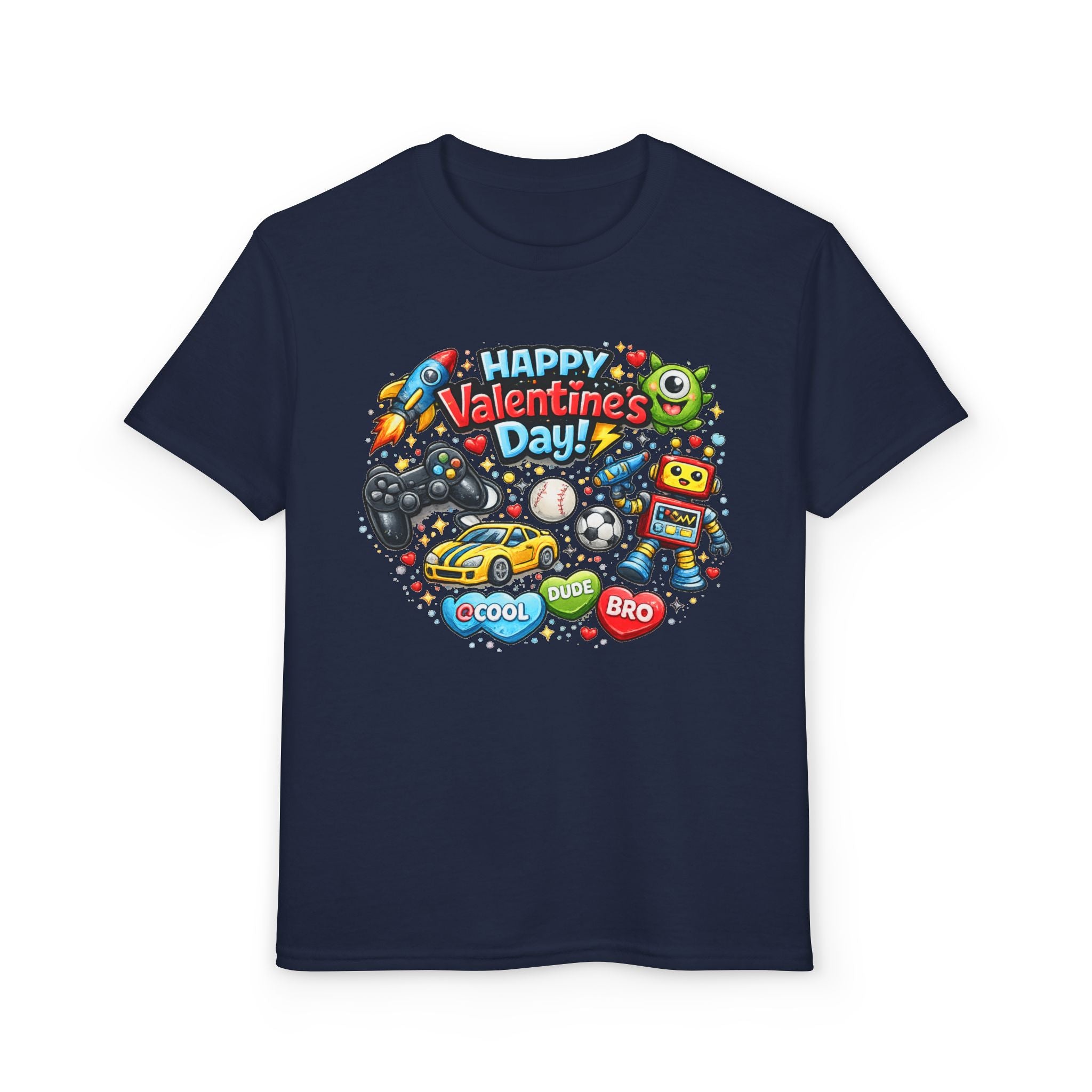 Happy Valentine's Day Cool Dude Bro Youth T-Shirt – Boys Gamer Robot Tee
