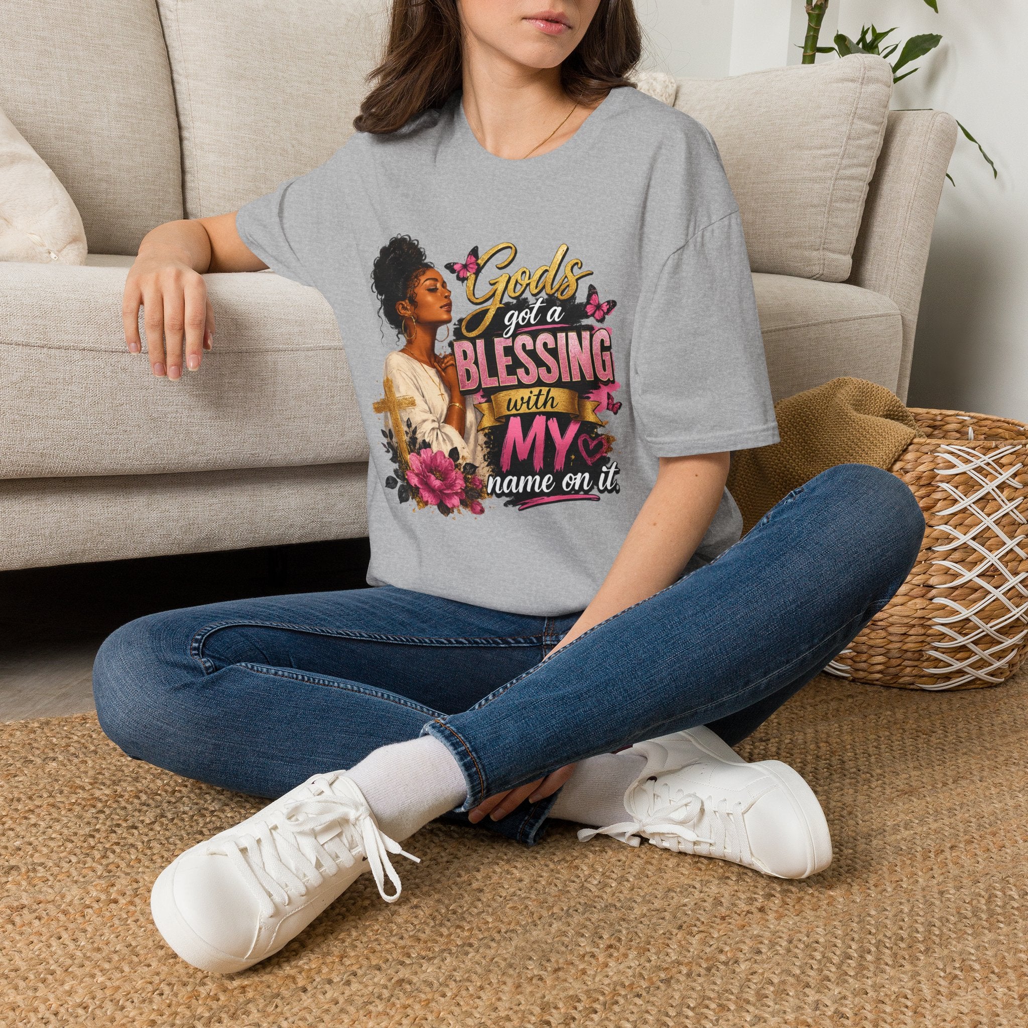 God's Got a Blessing With My Name On It T-Shirt | Faith Tee | Black Woman Prayer Graphic Tee