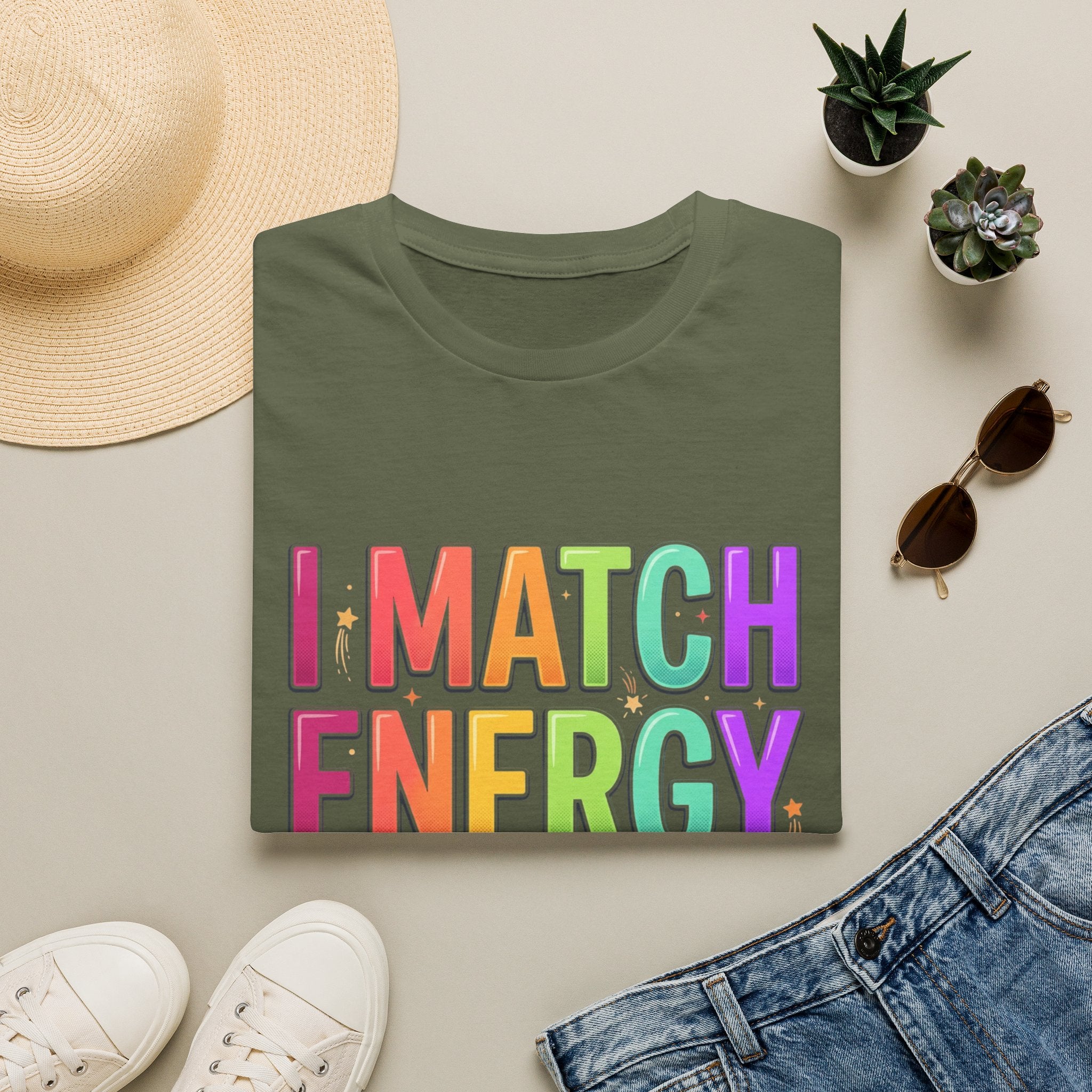 I Match Energy So How We Gon' Act Today T-Shirt | Funny Attitude Tee | Colorful Statement Graphic Tee