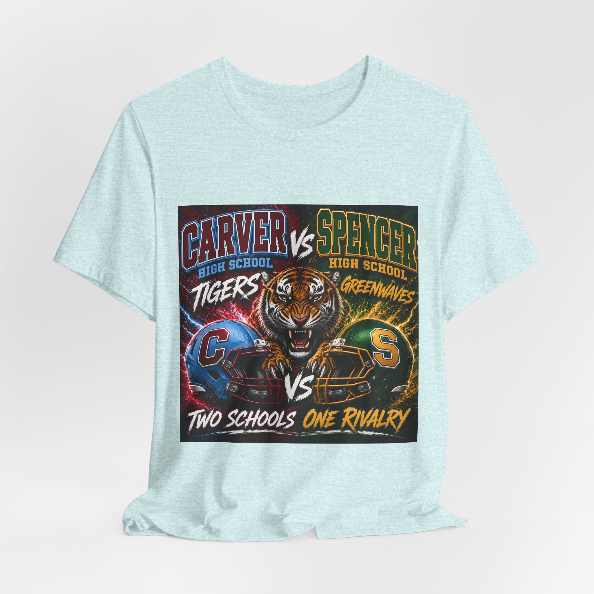 Carver vs Spencer High School Rivalry T-Shirt | Tigers vs Greenwaves Two Schools One Rivalry Tee