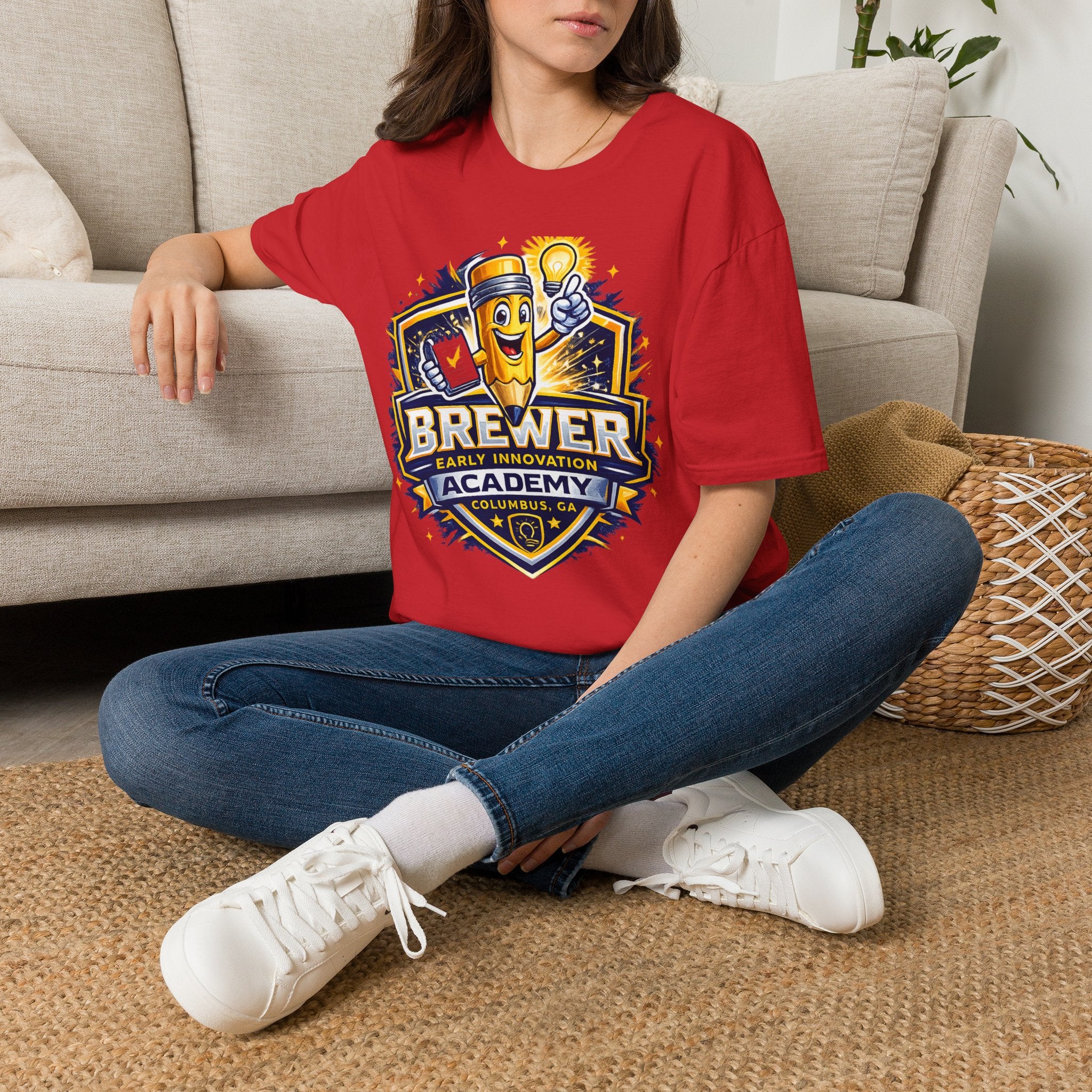 Brewer Early Innovation Academy T-Shirt | Columbus GA School Spirit Tee | BEIA Pencil Mascot Graphic Tee