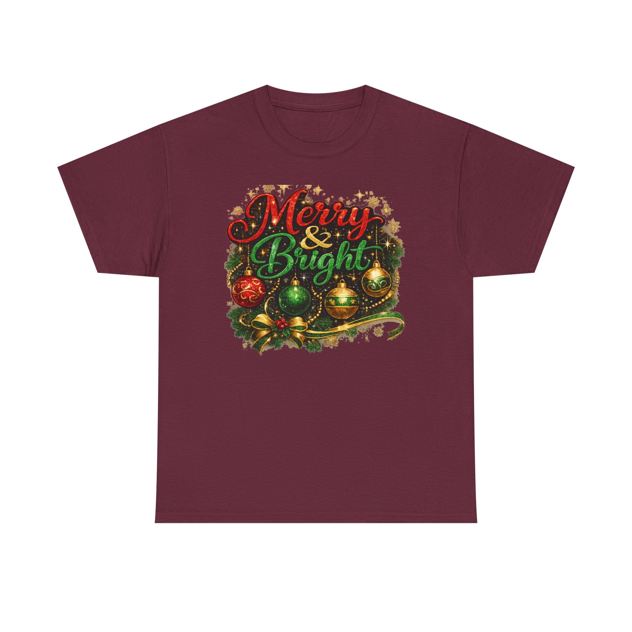 Merry and Bright Christmas Shirt – Glitter Holiday Tee | Classic Christmas Gift