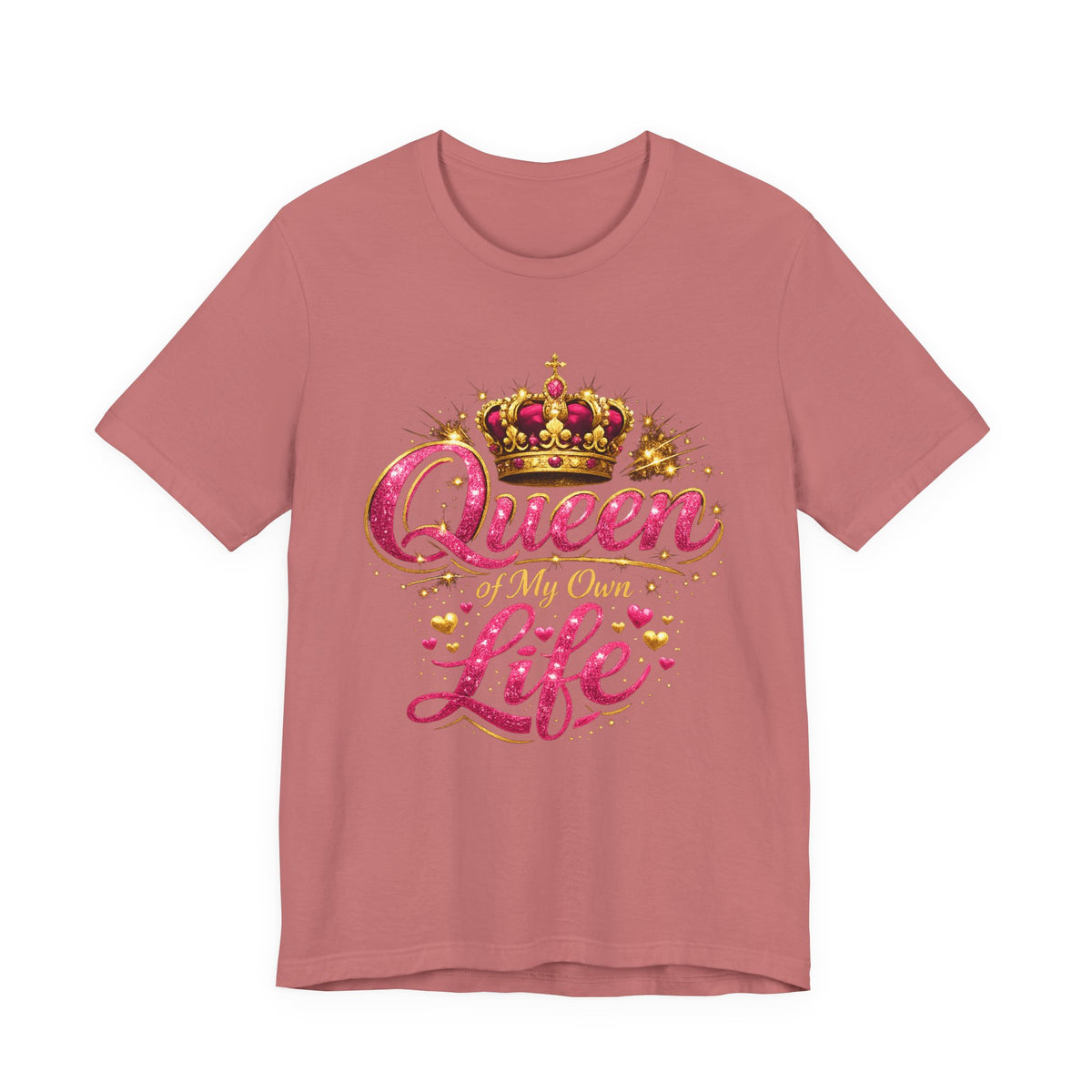 Queen of My Own Life T-Shirt | Crown Glitter Graphic Tee for Women
