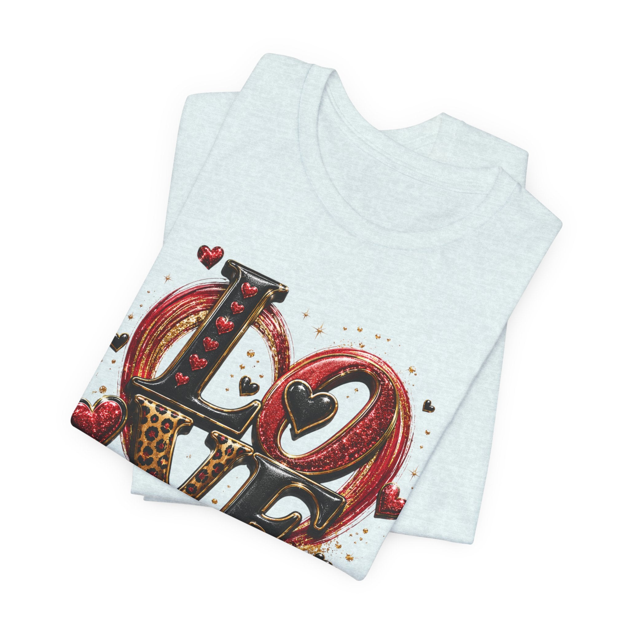 LOVE – Leopard Print & Glitter Valentine's Day T-Shirt