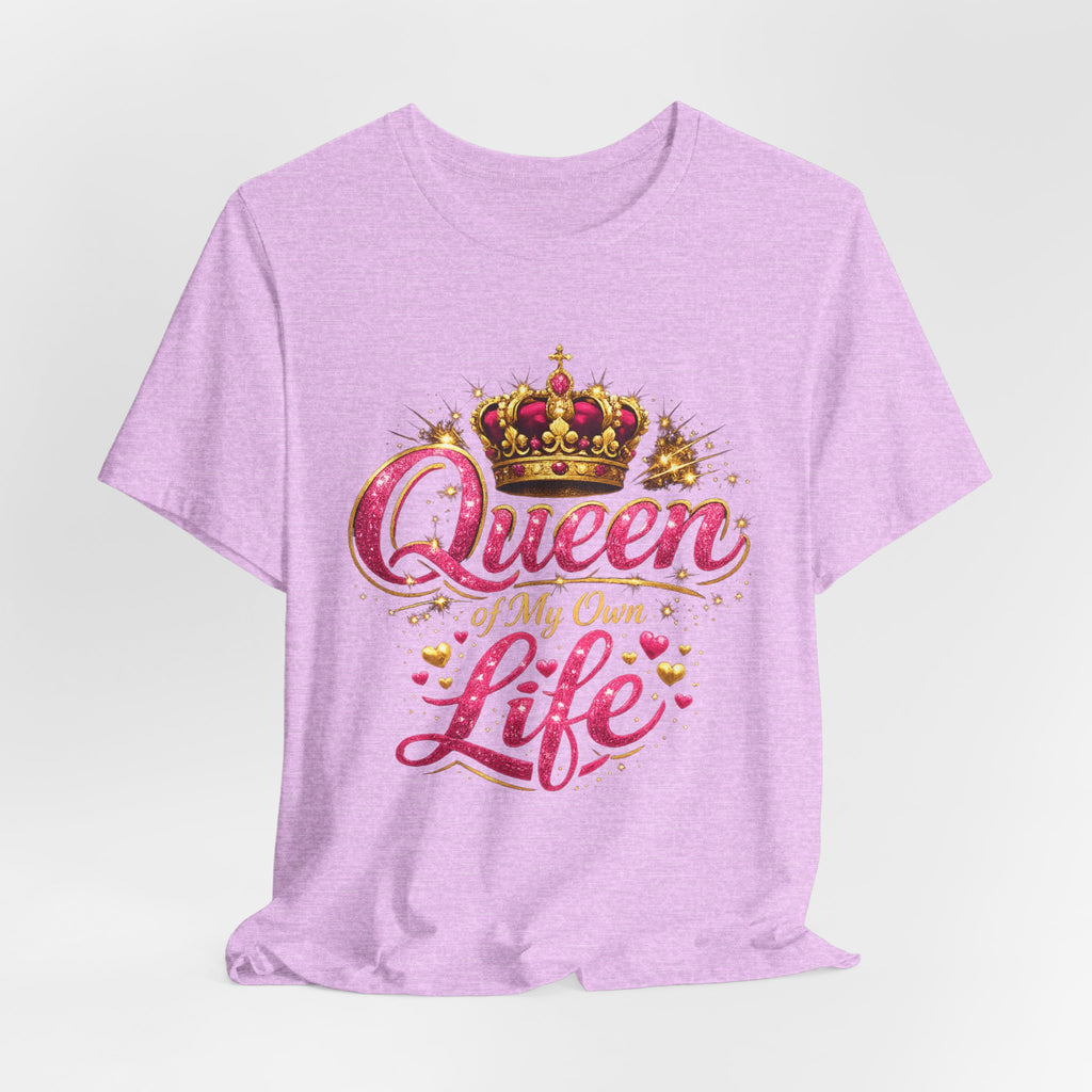 Queen of My Own Life T-Shirt | Crown Glitter Graphic Tee for Women