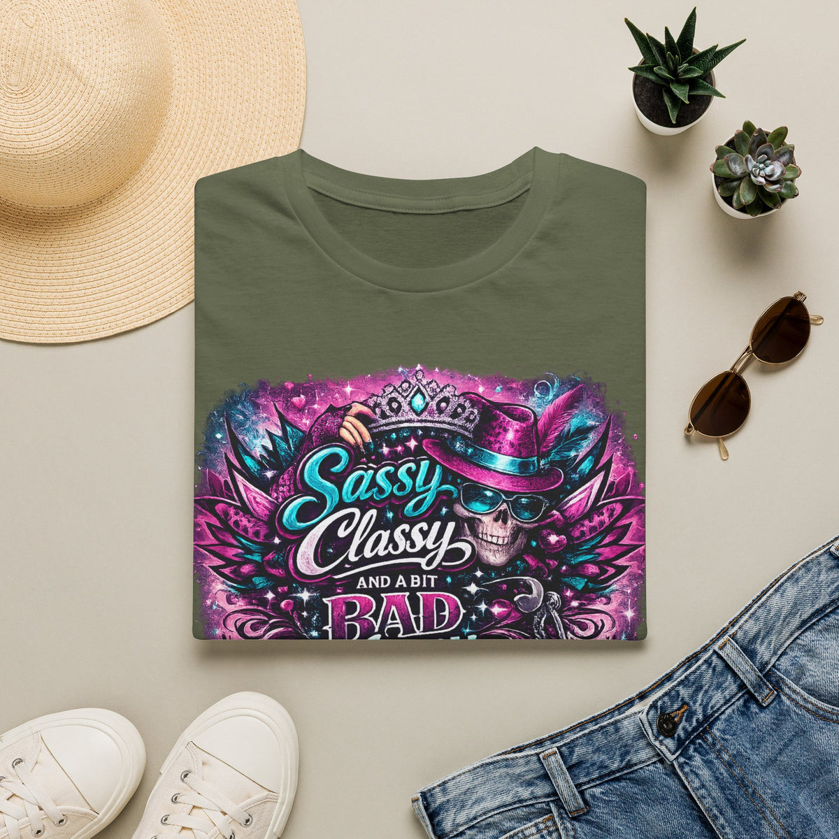 Sassy Classy And A Bit Bad Assey T-Shirt | Skeleton Queen Women's Graphic Tee