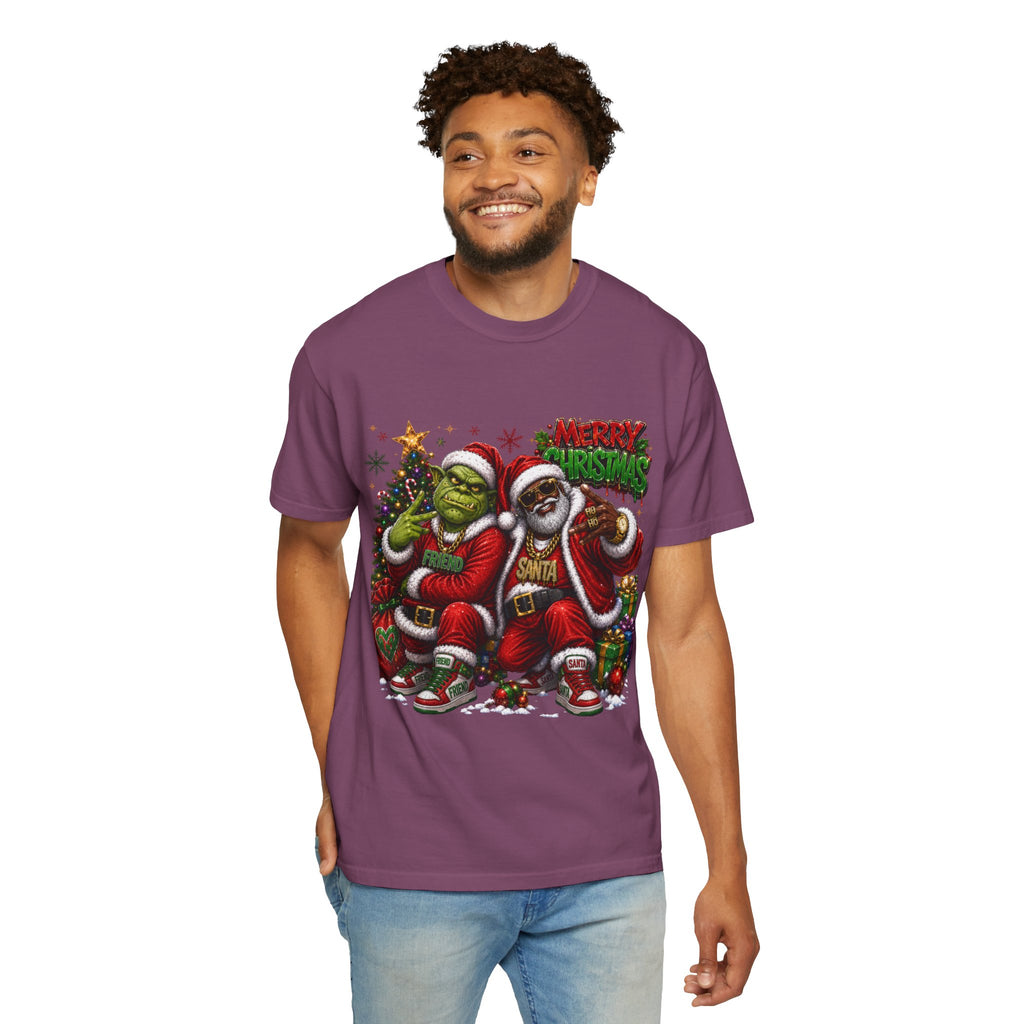 Santa and Friend Merry Christmas Shirt – Hip Hop Holiday Tee | Funny Christmas Gift