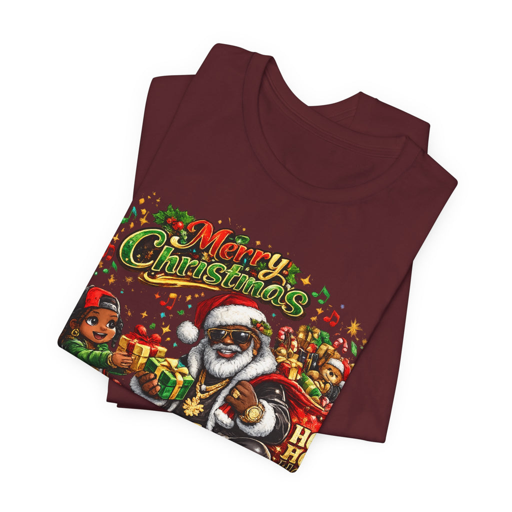 Black Santa Merry Christmas Shirt – Hip Hop Santa Gift Tee | Melanin Family Holiday Shirt