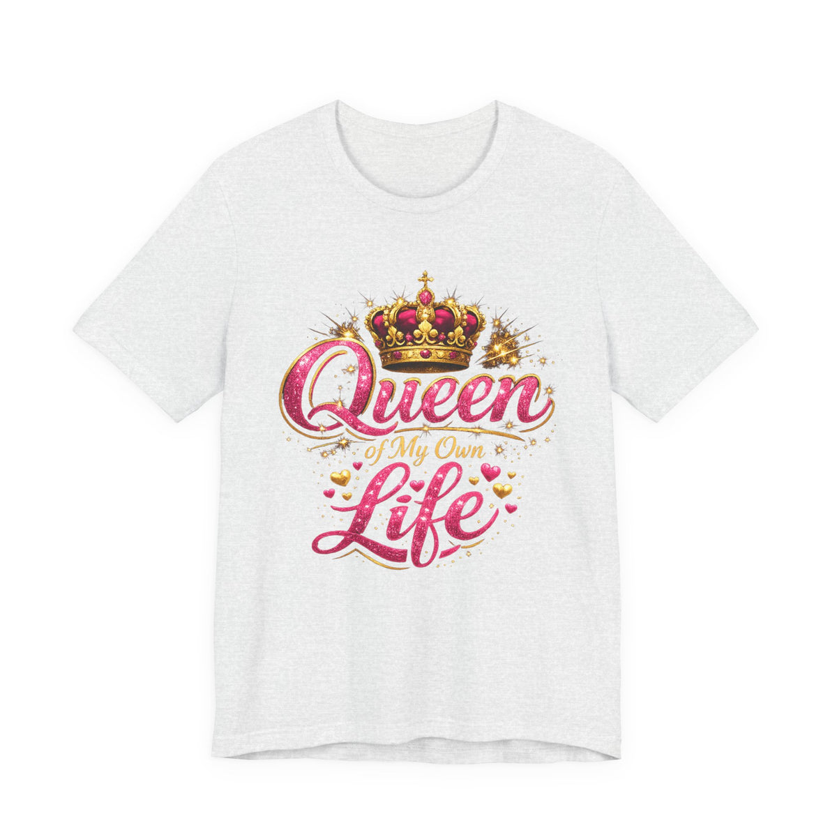 Queen of My Own Life T-Shirt | Crown Glitter Graphic Tee for Women