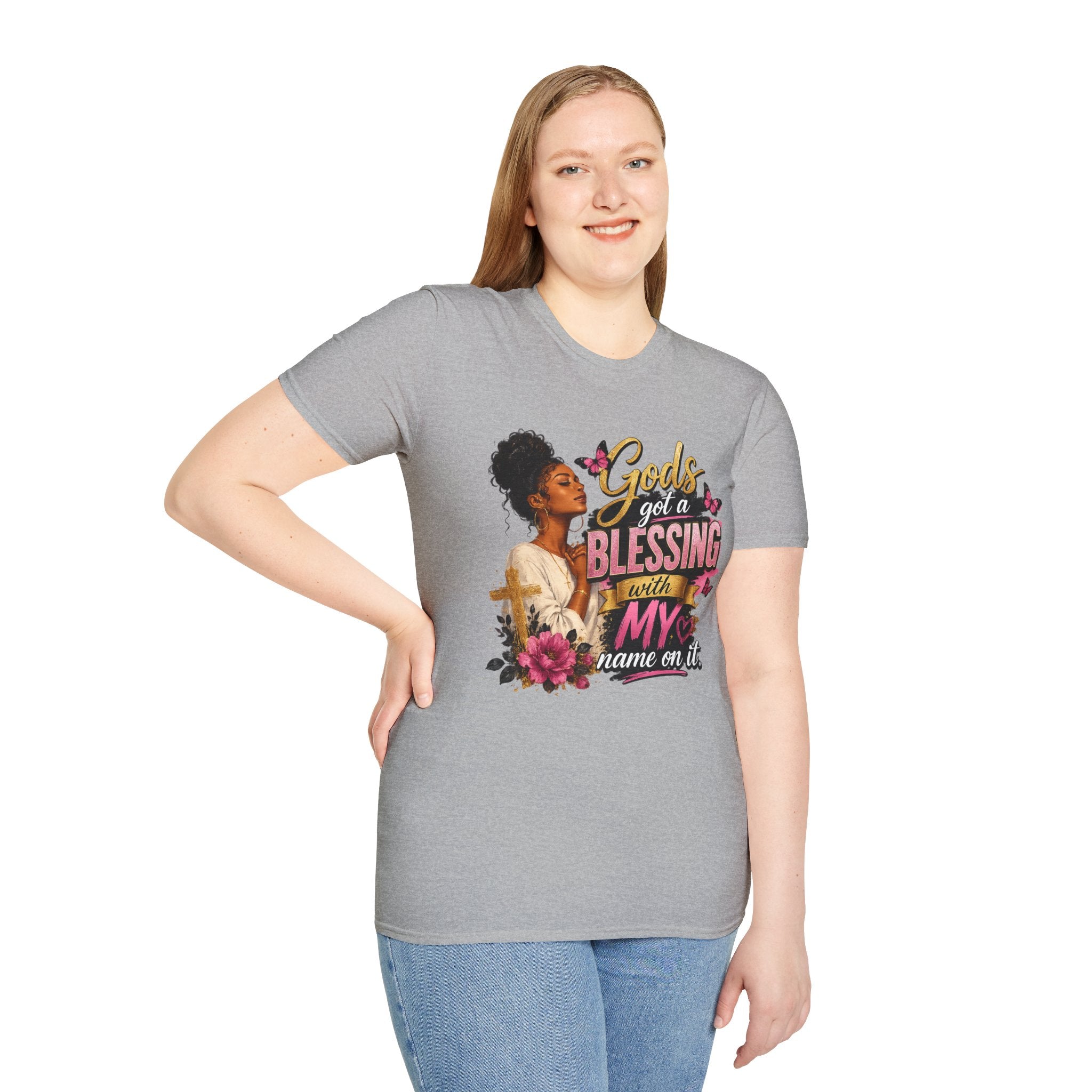 God's Got a Blessing With My Name On It T-Shirt | Faith Tee | Black Woman Prayer Graphic Tee