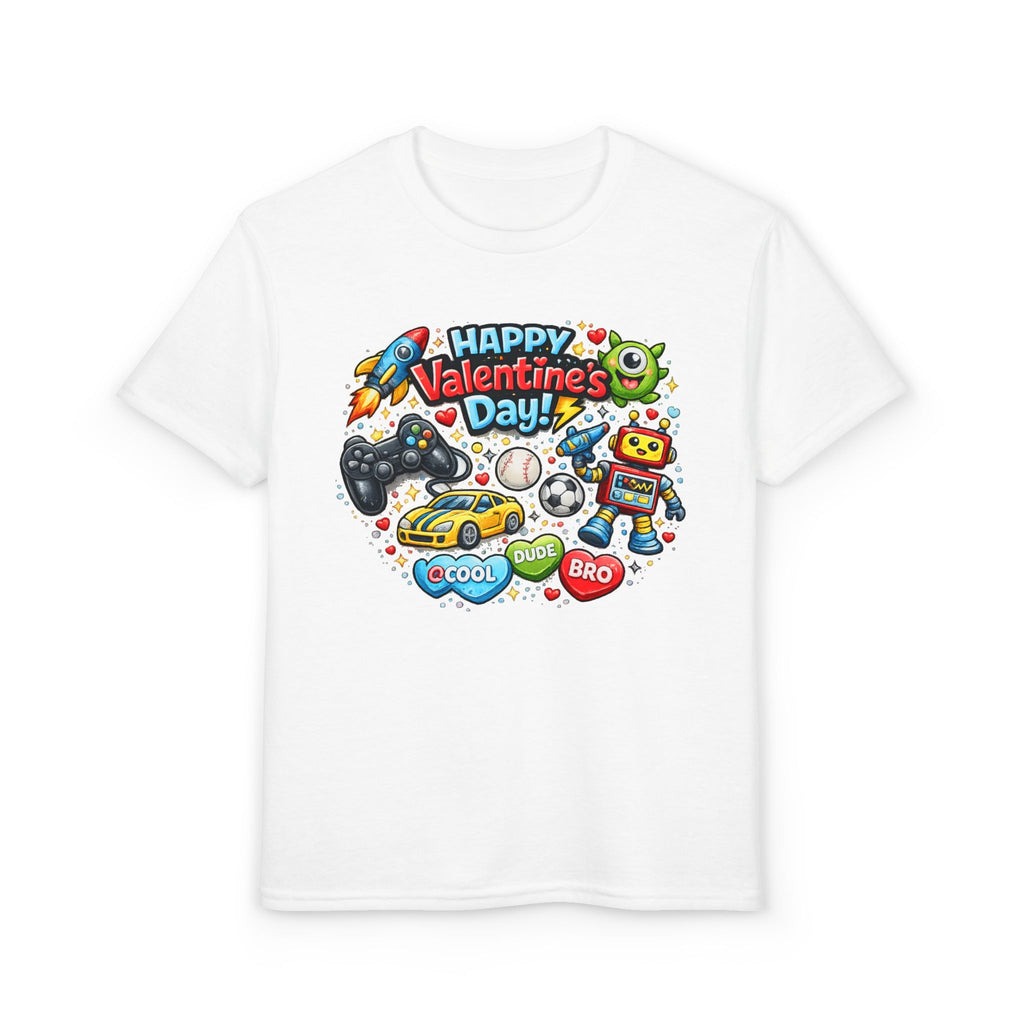 Happy Valentine's Day Cool Dude Bro Youth T-Shirt – Boys Gamer Robot Tee