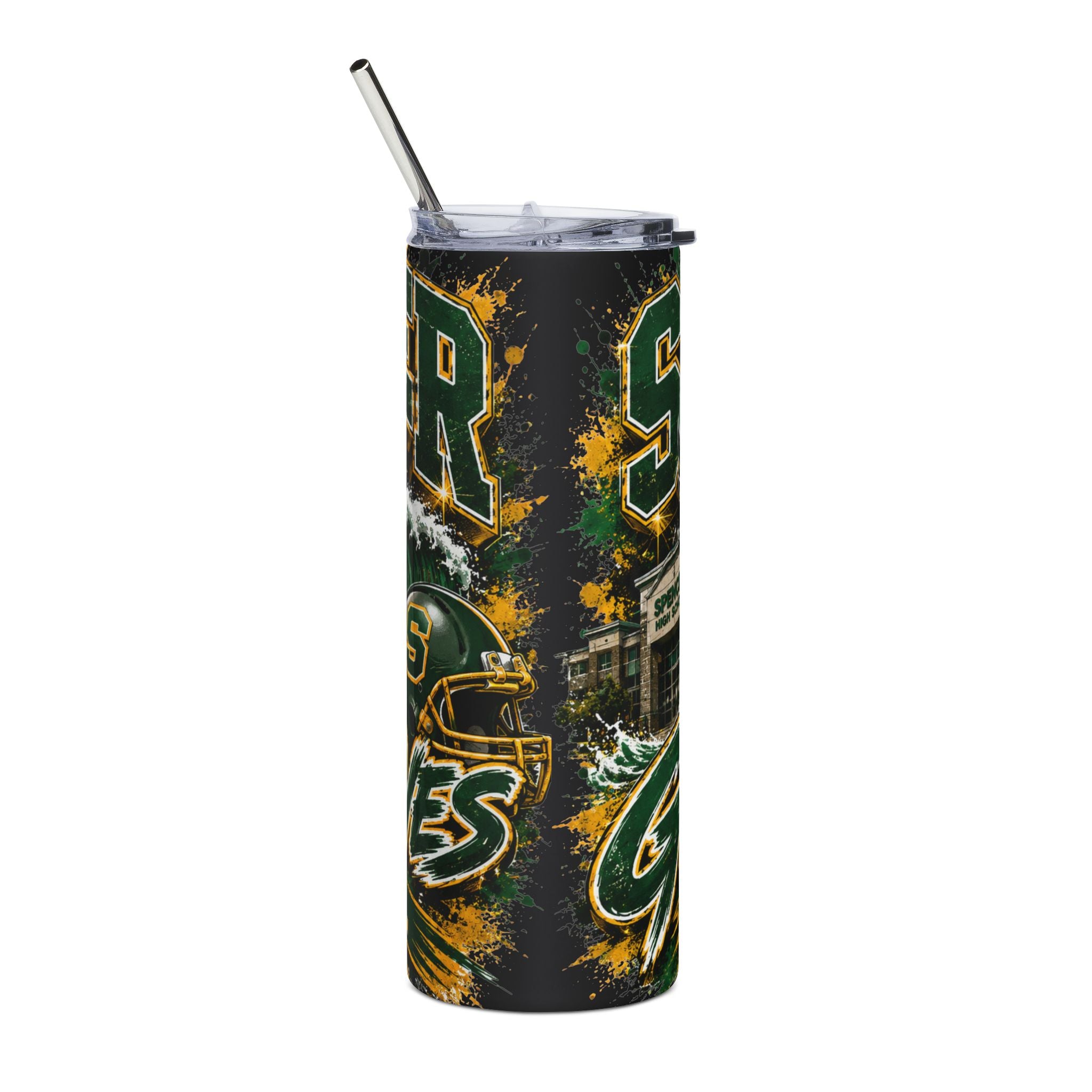 Spencer High School Greenwaves 20oz Stainless Steel Tumbler – Football Spirit