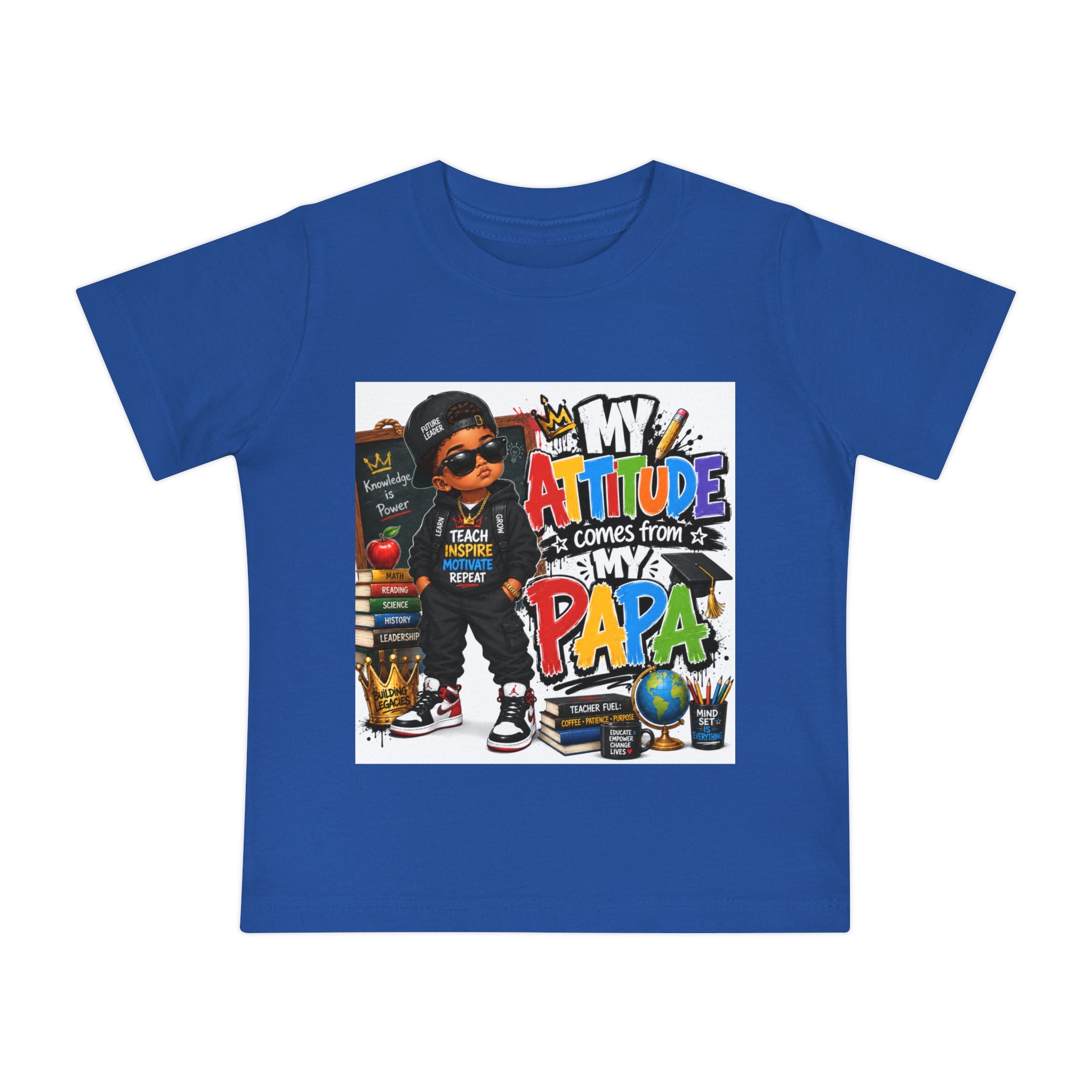 Baby T-Shirt "My Attitude Comes From My Papa" — Cute Hip-Hop Infant Tee for Grandparents, Daddy’s Little One, Gift for Father's Day