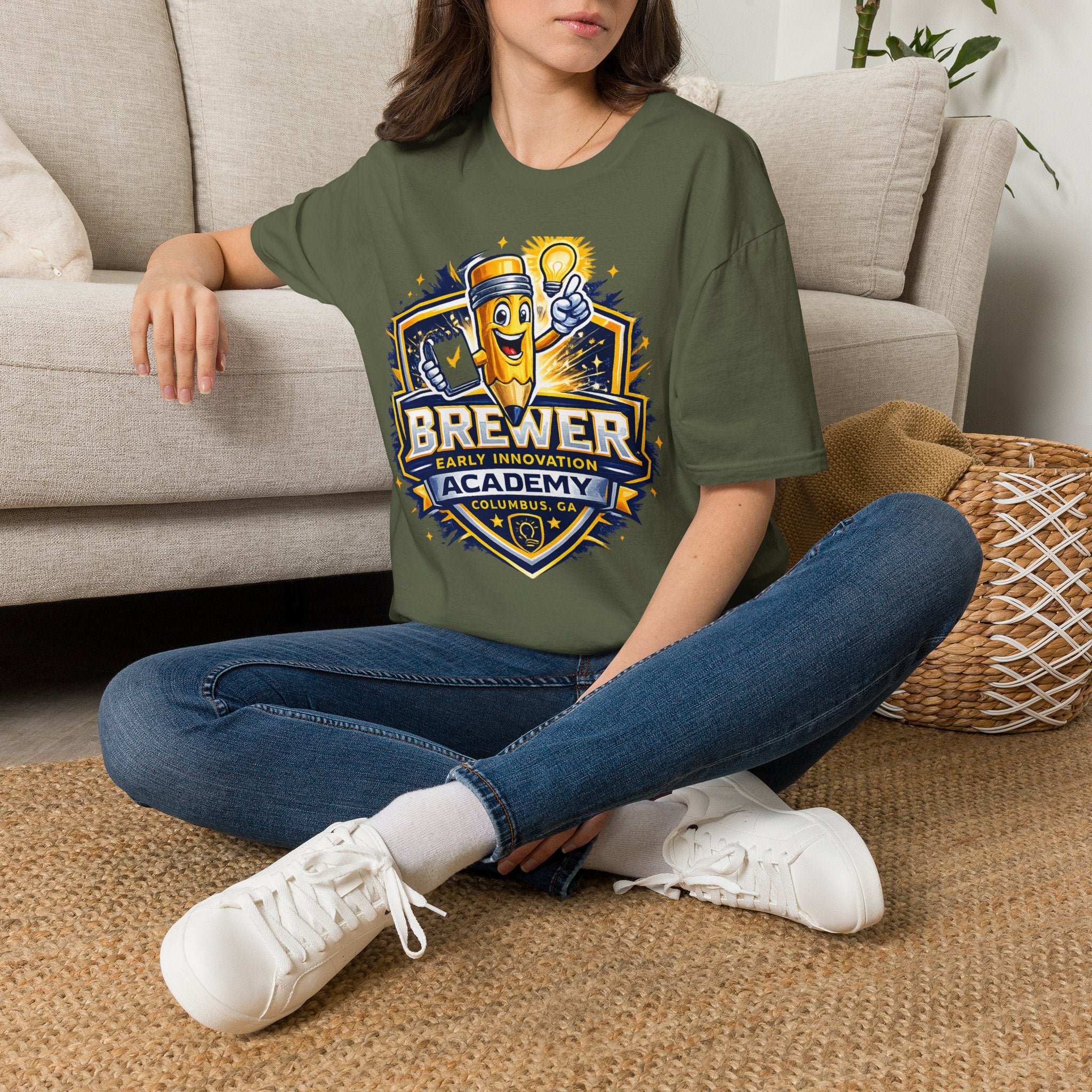 Brewer Early Innovation Academy T-Shirt | Columbus GA School Spirit Tee | BEIA Pencil Mascot Graphic Tee