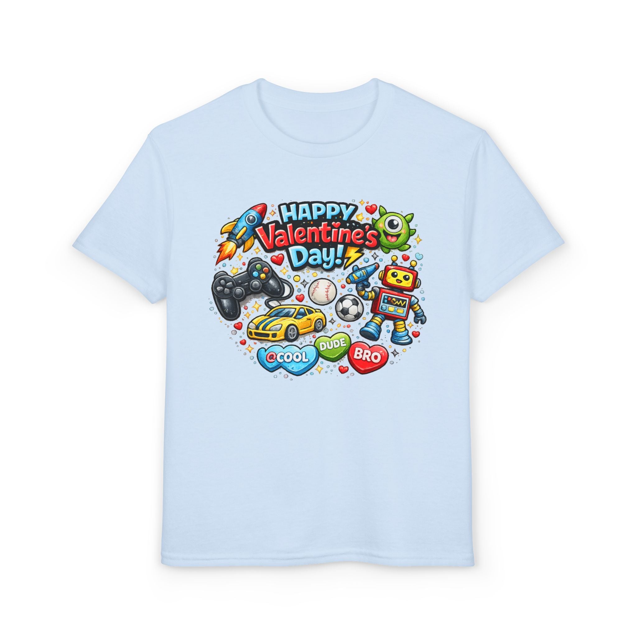 Happy Valentine's Day Cool Dude Bro Youth T-Shirt – Boys Gamer Robot Tee
