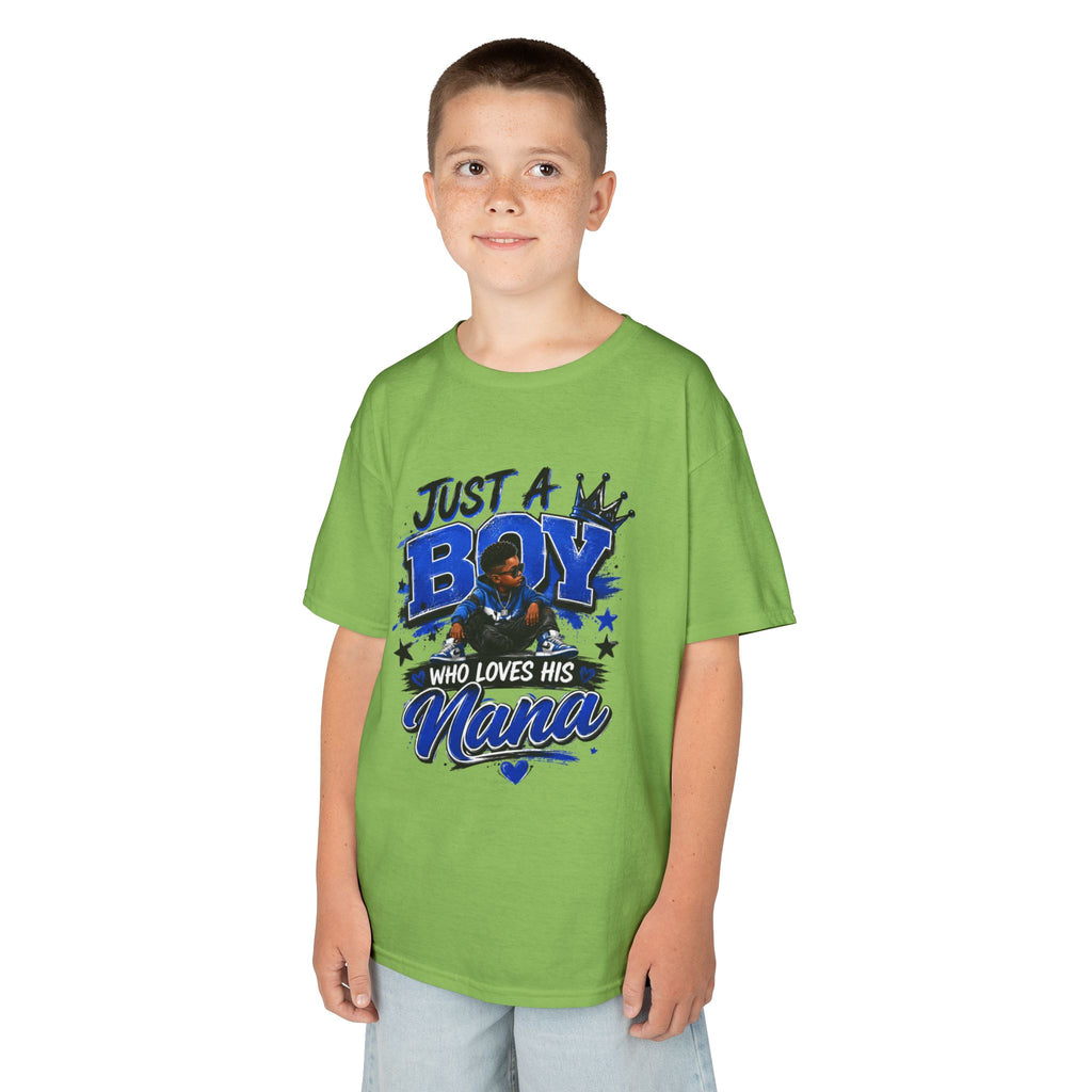 Just a Boy Who Loves His Nana T-Shirt | Hip Hop Kids Graphic Tee | Nana Gift Shirt for Boys