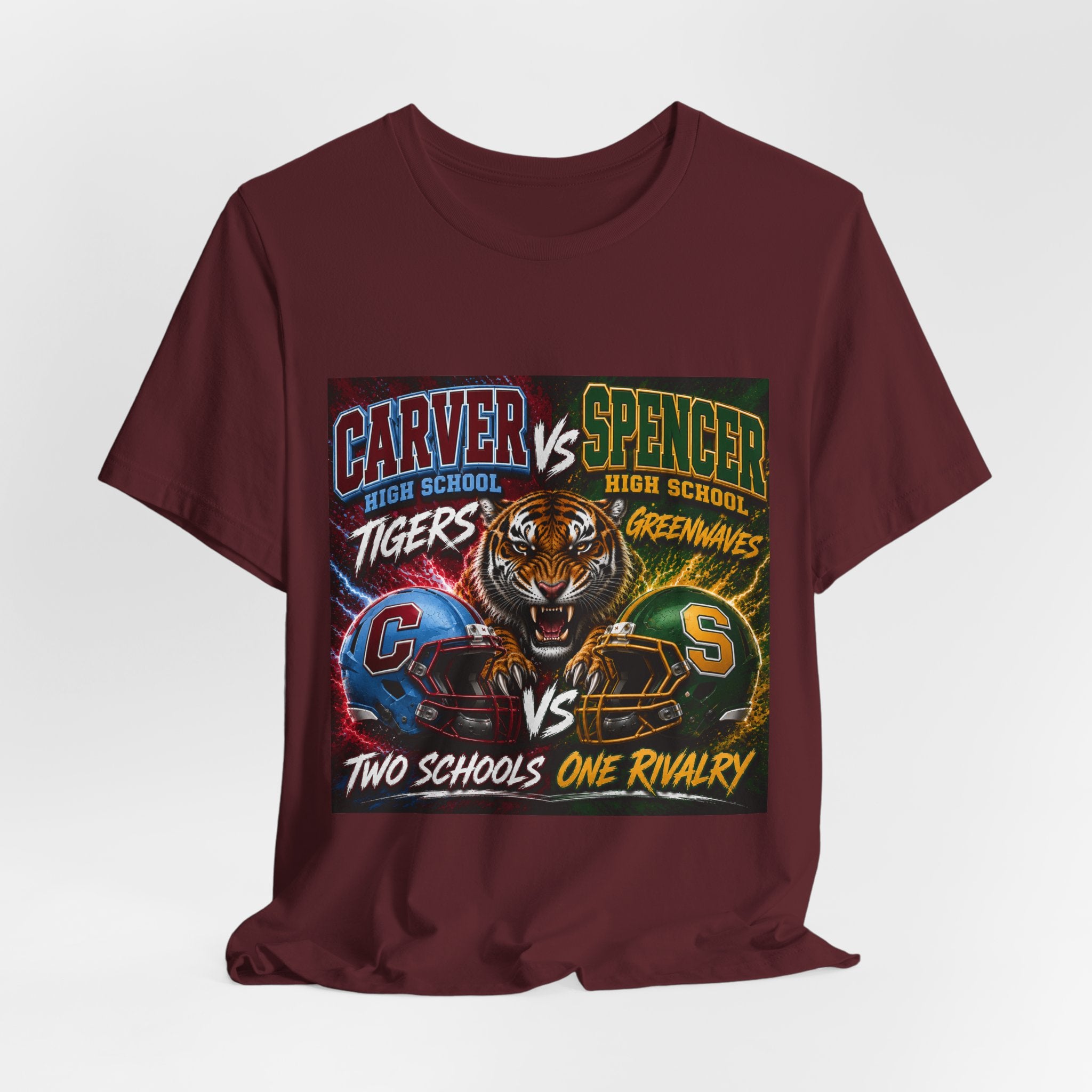 Carver vs Spencer High School Rivalry T-Shirt | Tigers vs Greenwaves Two Schools One Rivalry Tee