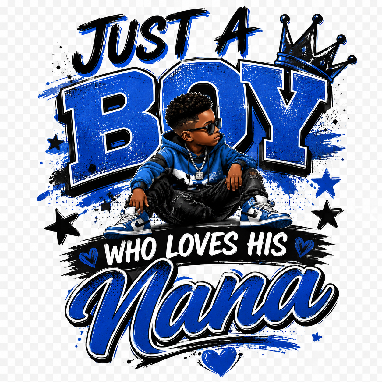 Just a Boy Who Loves His Nana PNG | Hip Hop Boy Sublimation Design | Nana Digital Download