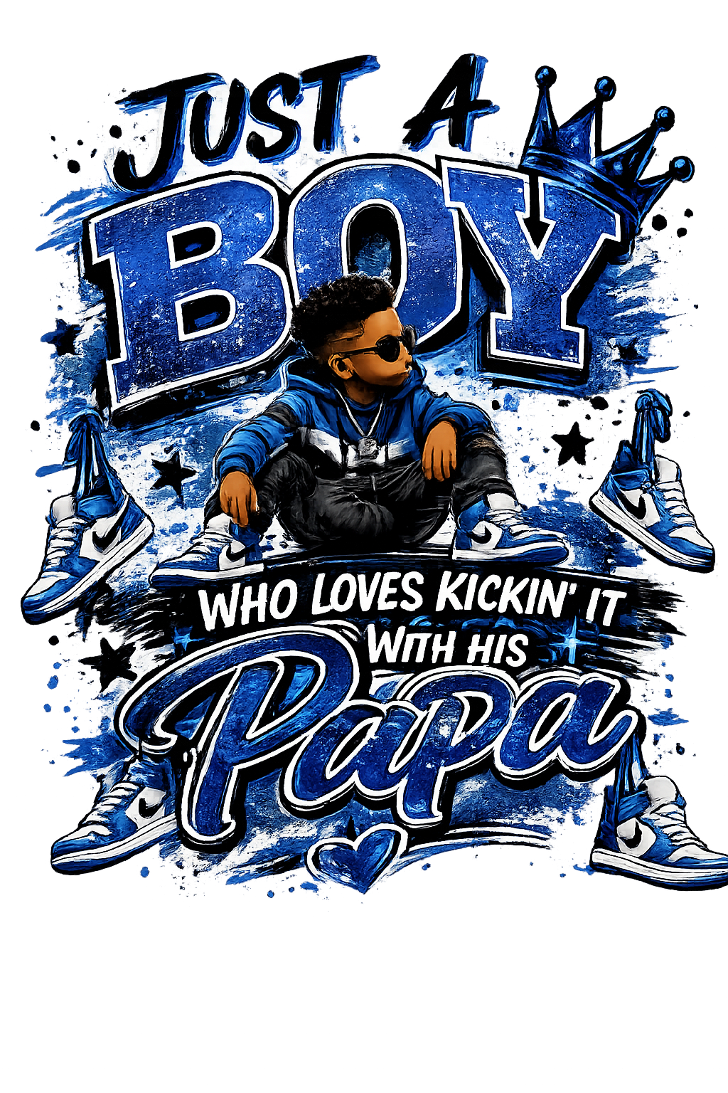 Just a Boy Who Loves Kickin' It With His Papa PNG | Hip Hop Boy Sublimation Design | Papa Digital Download